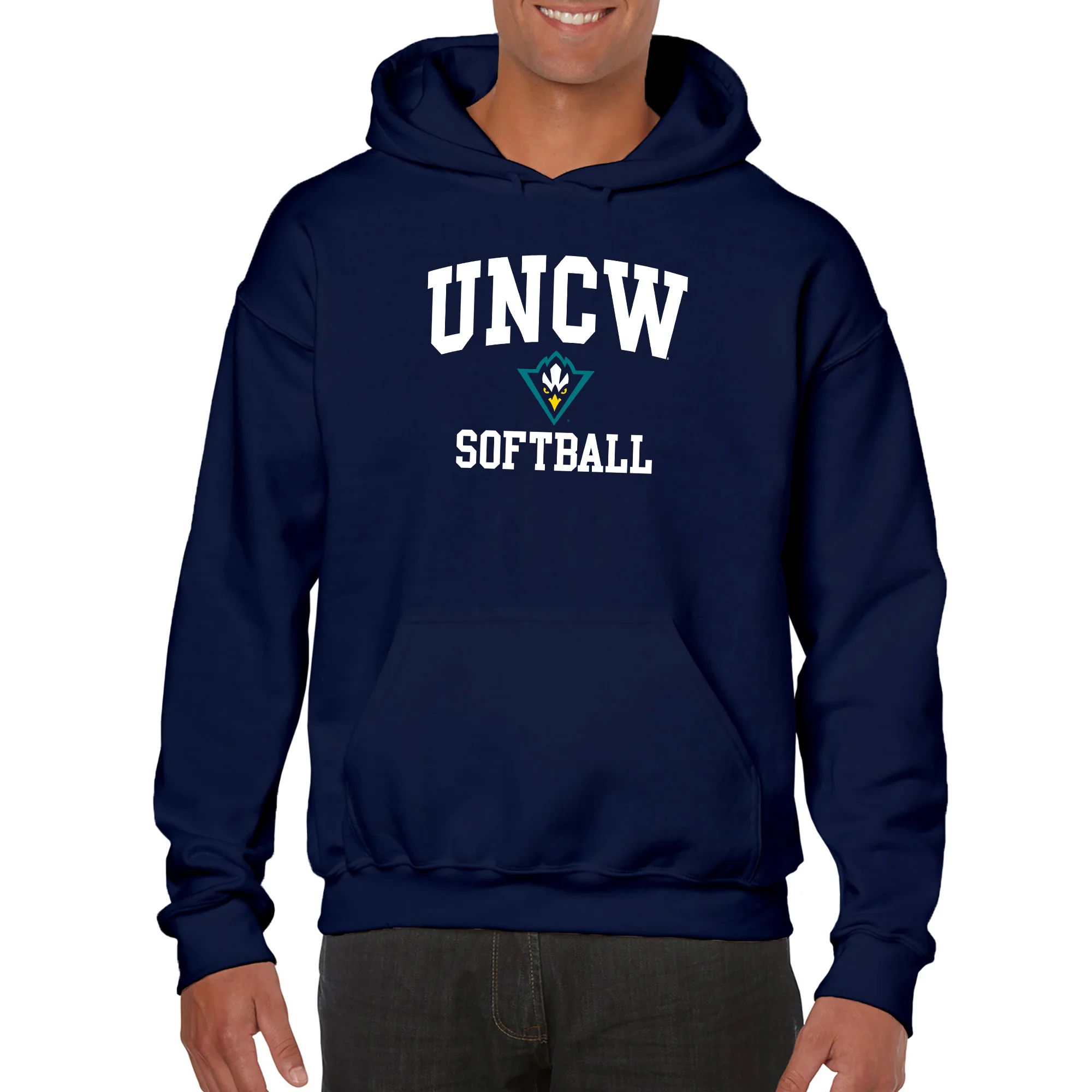 UNC Wilmington Seahawks Arch Logo Softball Hoodie - Navy - Image 3