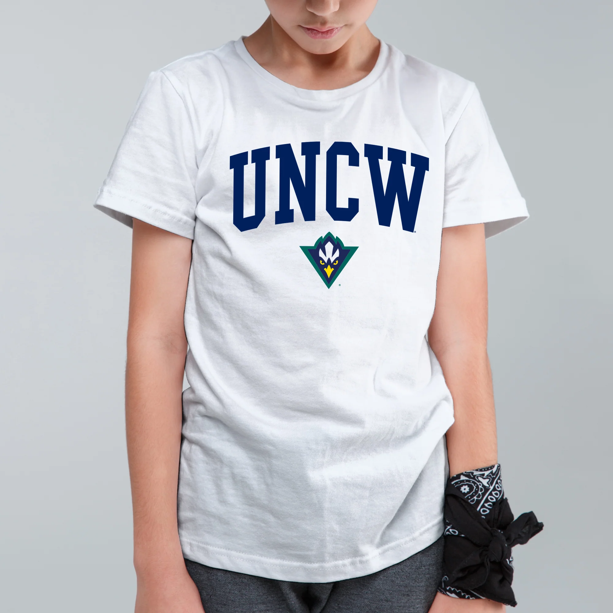 UNC Wilmington Seahawks Arch Logo Youth T Shirt - White - Image 3