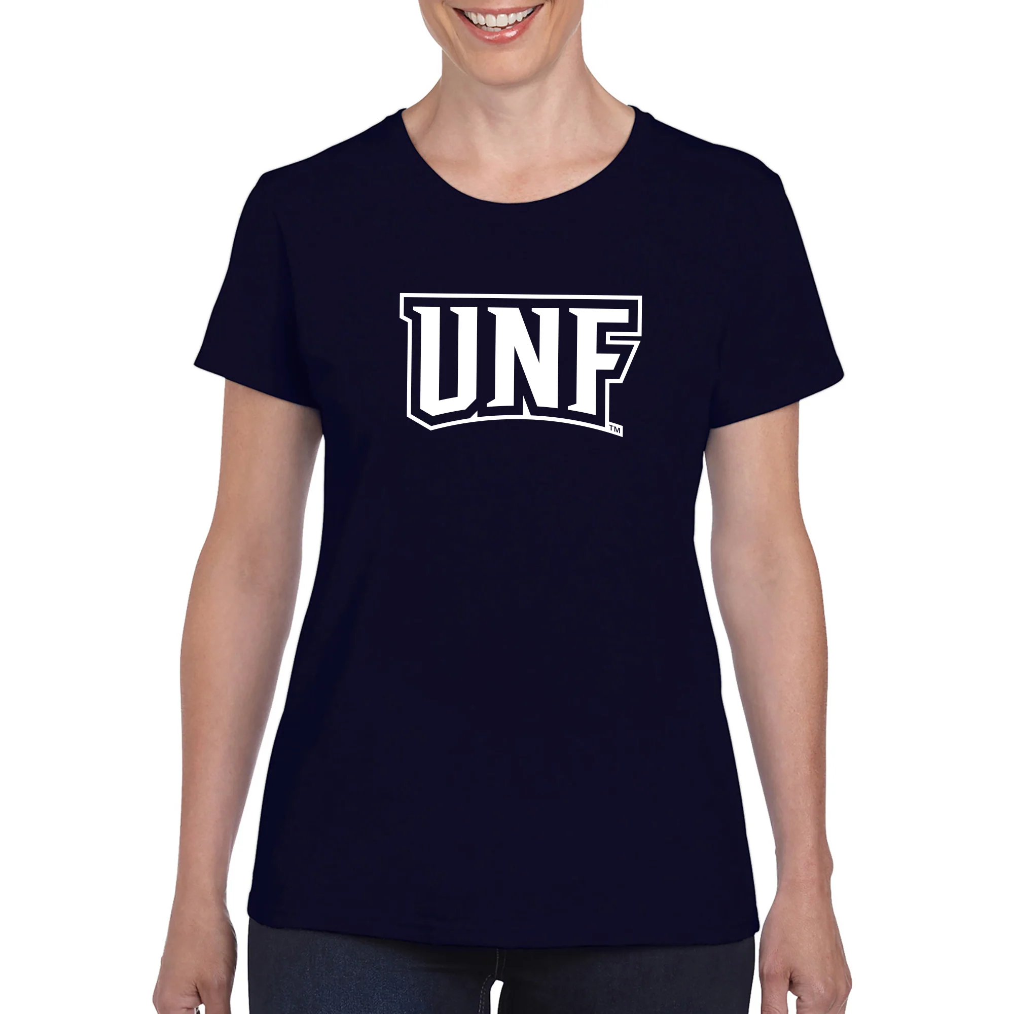 University of North Florida Ospreys Basic Block Women's Short Sleeve T Shirt - Navy - Image 3