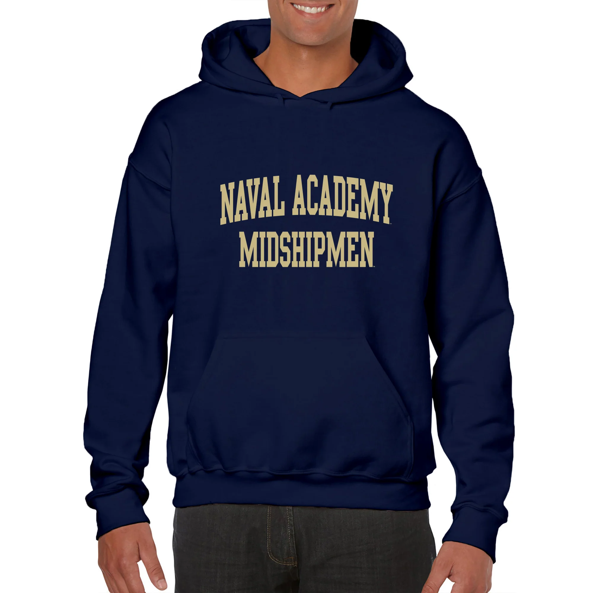 United States Naval Academy Midshipmen Front Back Print Heavy Blend Hoodie - Navy - Image 3
