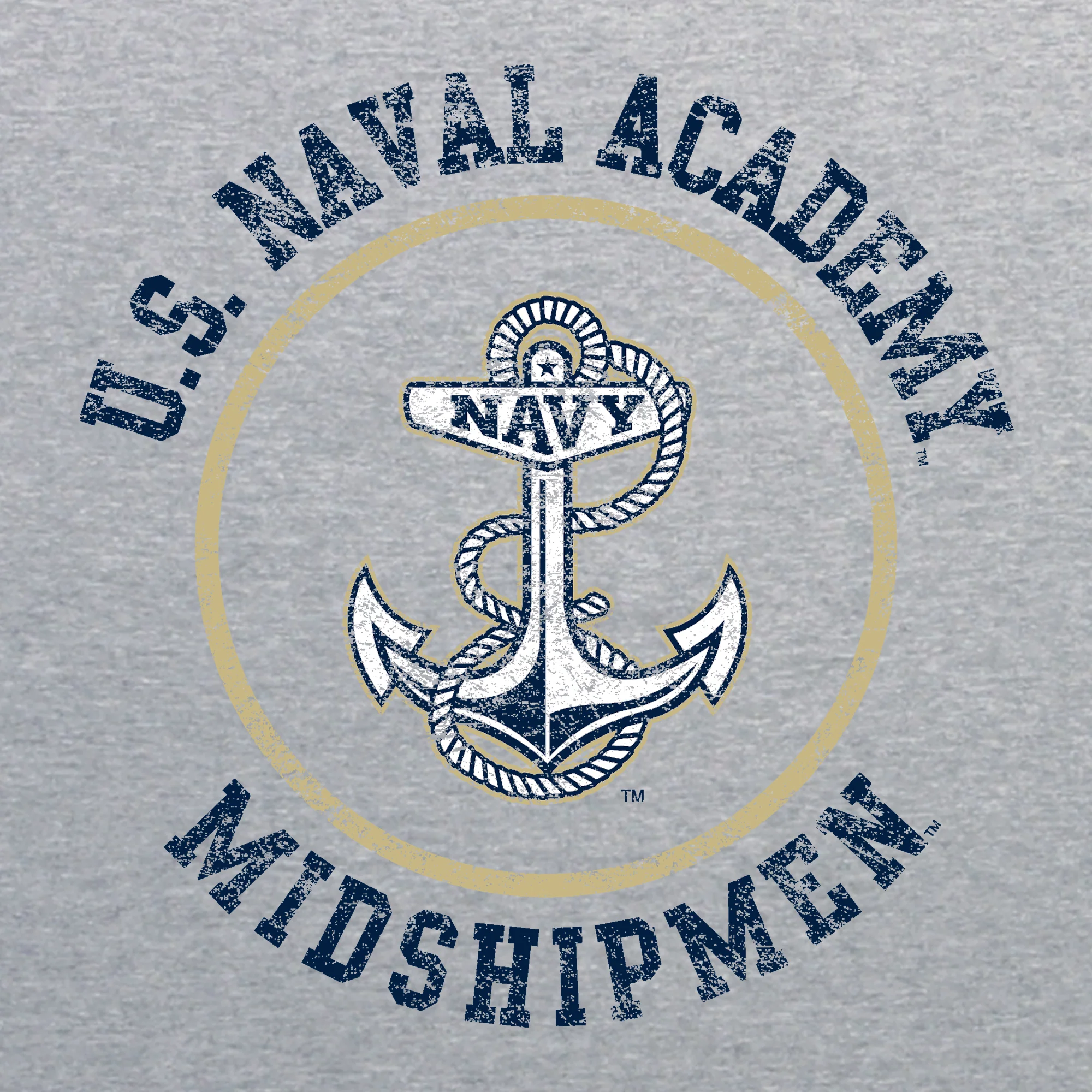 United States Naval Academy Midshipmen Circle Logo Youth Short Sleeve T Shirt - Sport Grey - Image 2