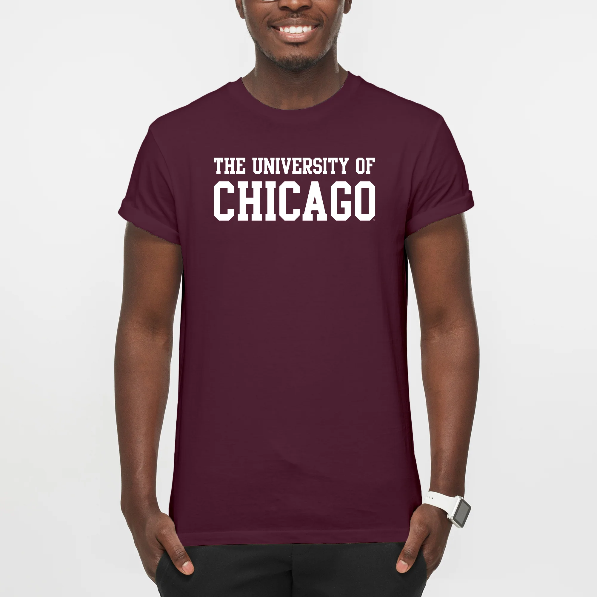University of Chicago Maroons Basic Block Short Sleeve T Shirt - Maroon - Image 3