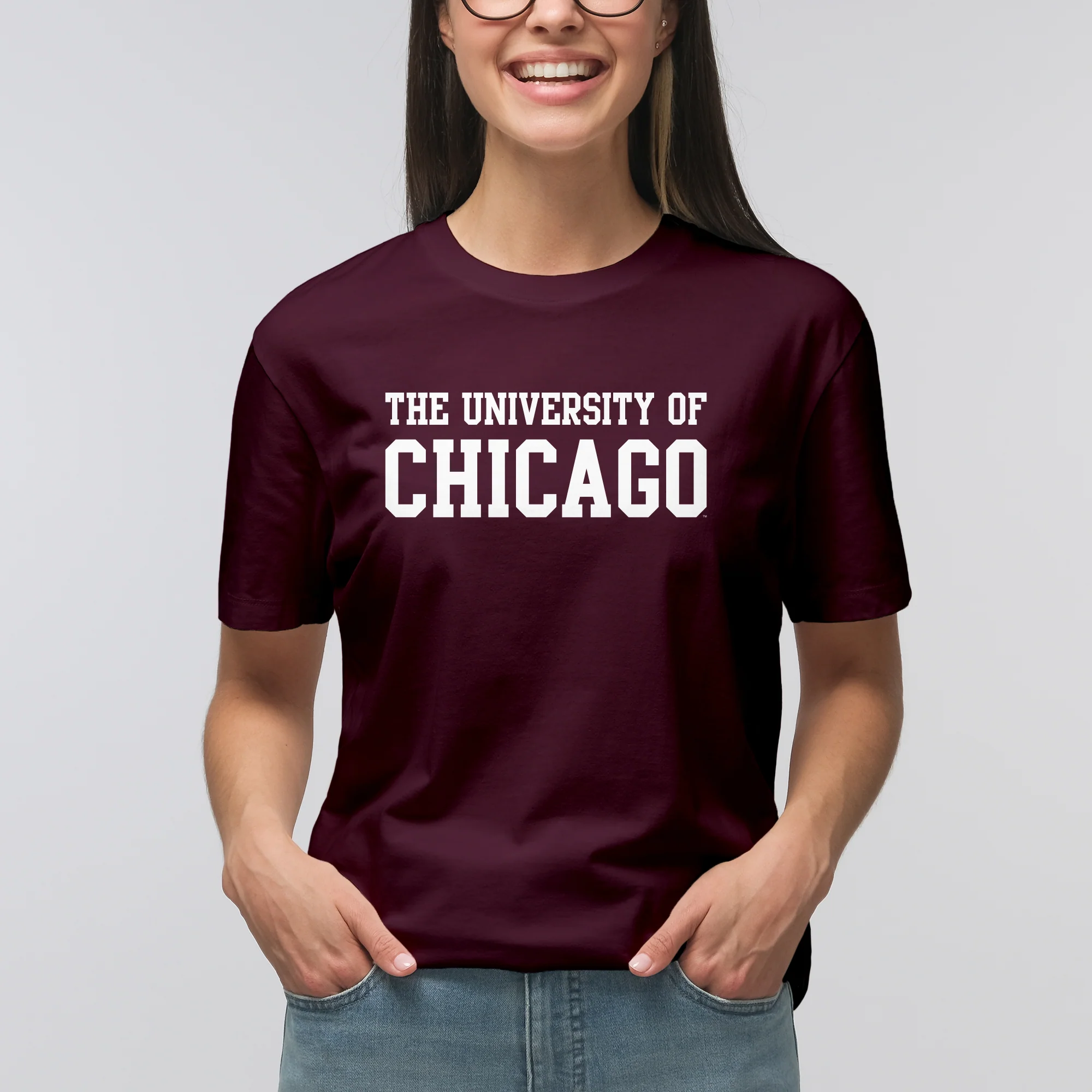 University of Chicago Maroons Basic Block Short Sleeve T Shirt - Maroon - Image 4