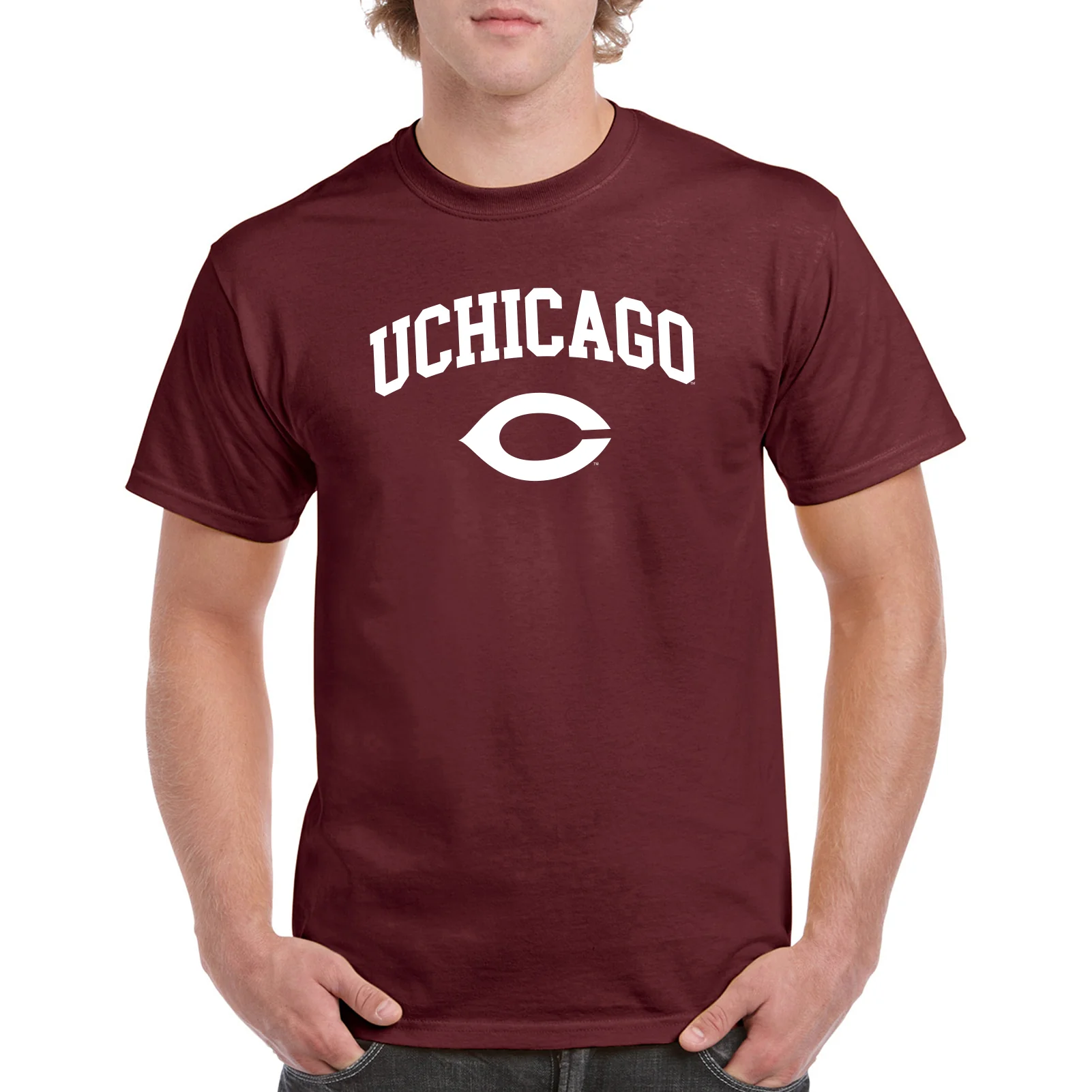 University of Chicago Maroons Arch Logo Short Sleeve T Shirt - Maroon - Image 3