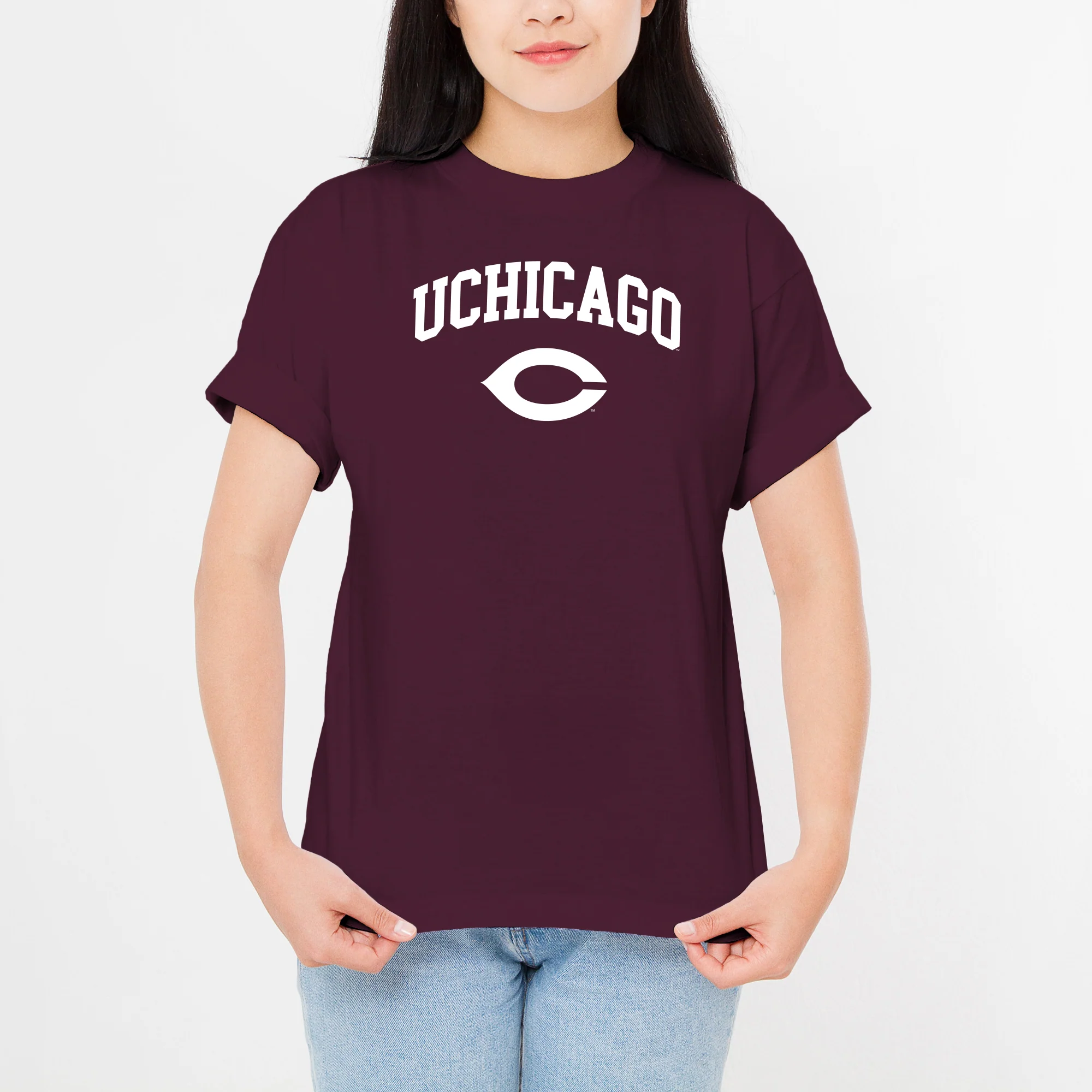 University of Chicago Maroons Arch Logo Short Sleeve T Shirt - Maroon - Image 4