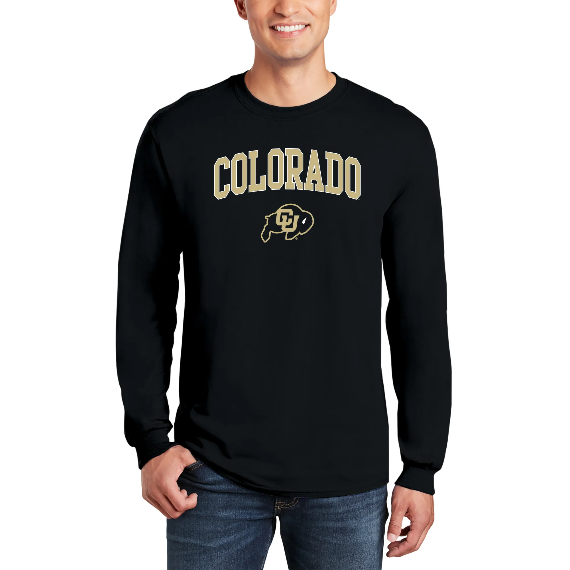 University of Colorado Buffaloes Arch Logo Long Sleeve T Shirt - Black - Image 3