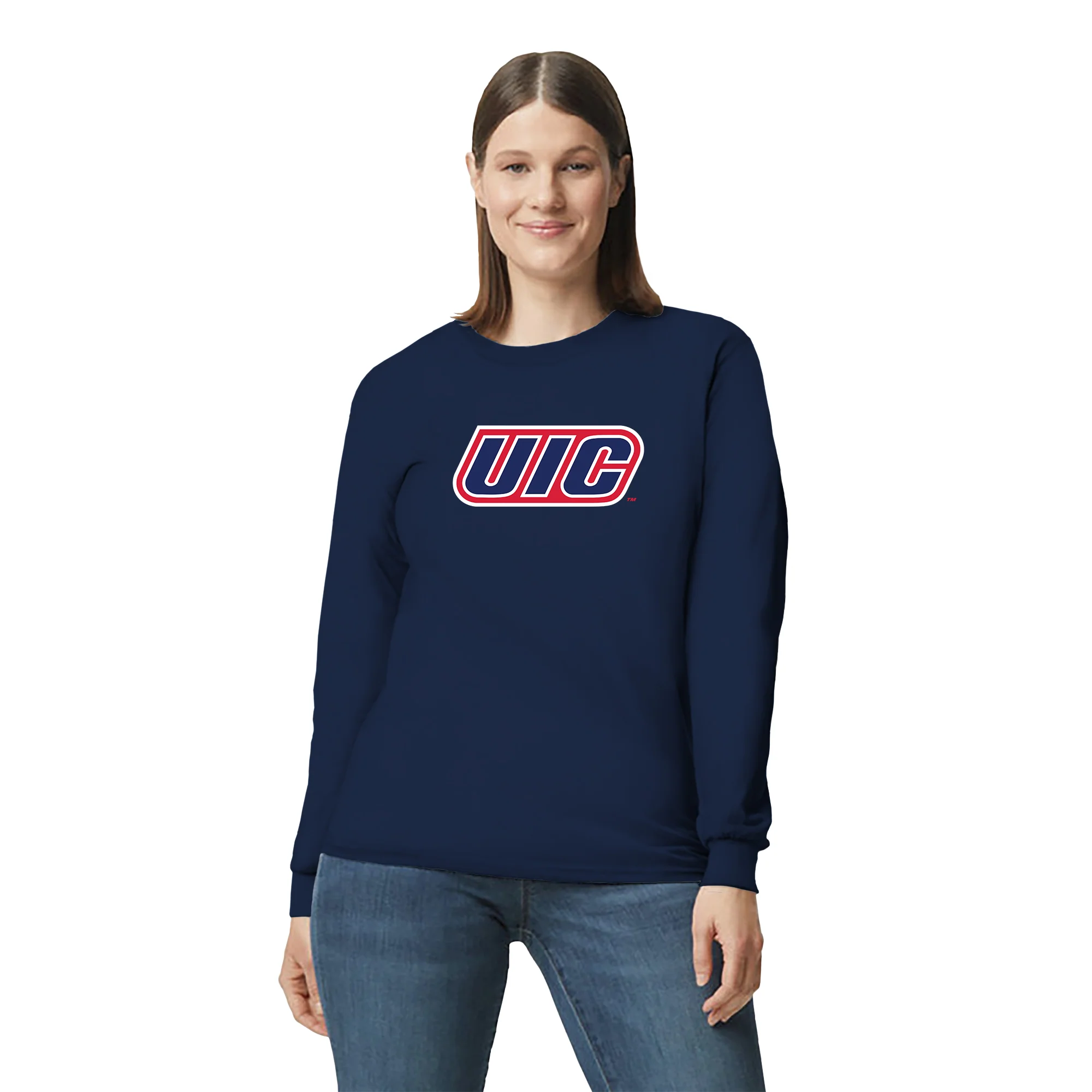 University of Illinois at Chicago Flames Primary Logo Long Sleeve T-Shirt - Navy - Image 4