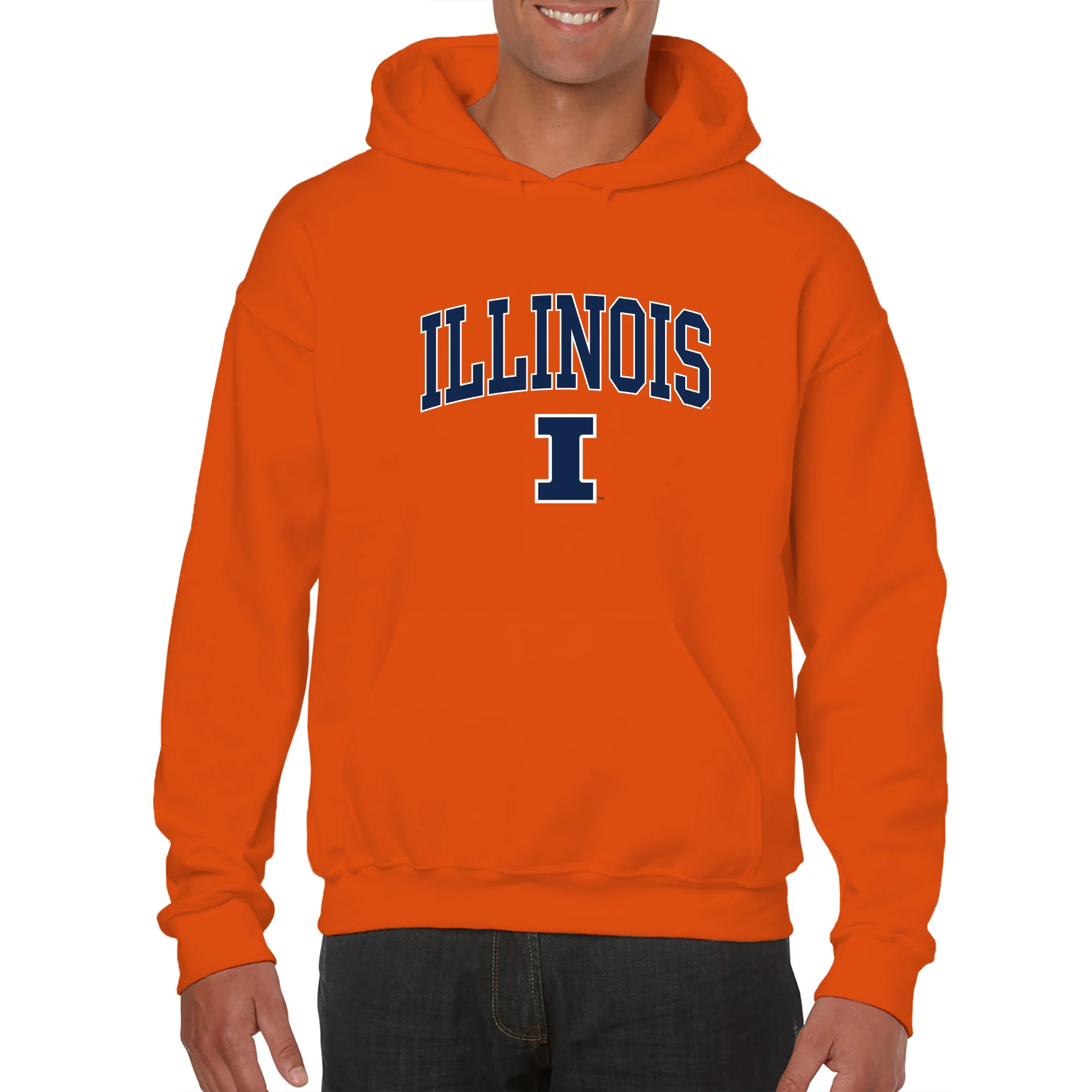 University of Illinois Fighting Illini Arch Logo Cotton Hoodie - Orange - Image 3