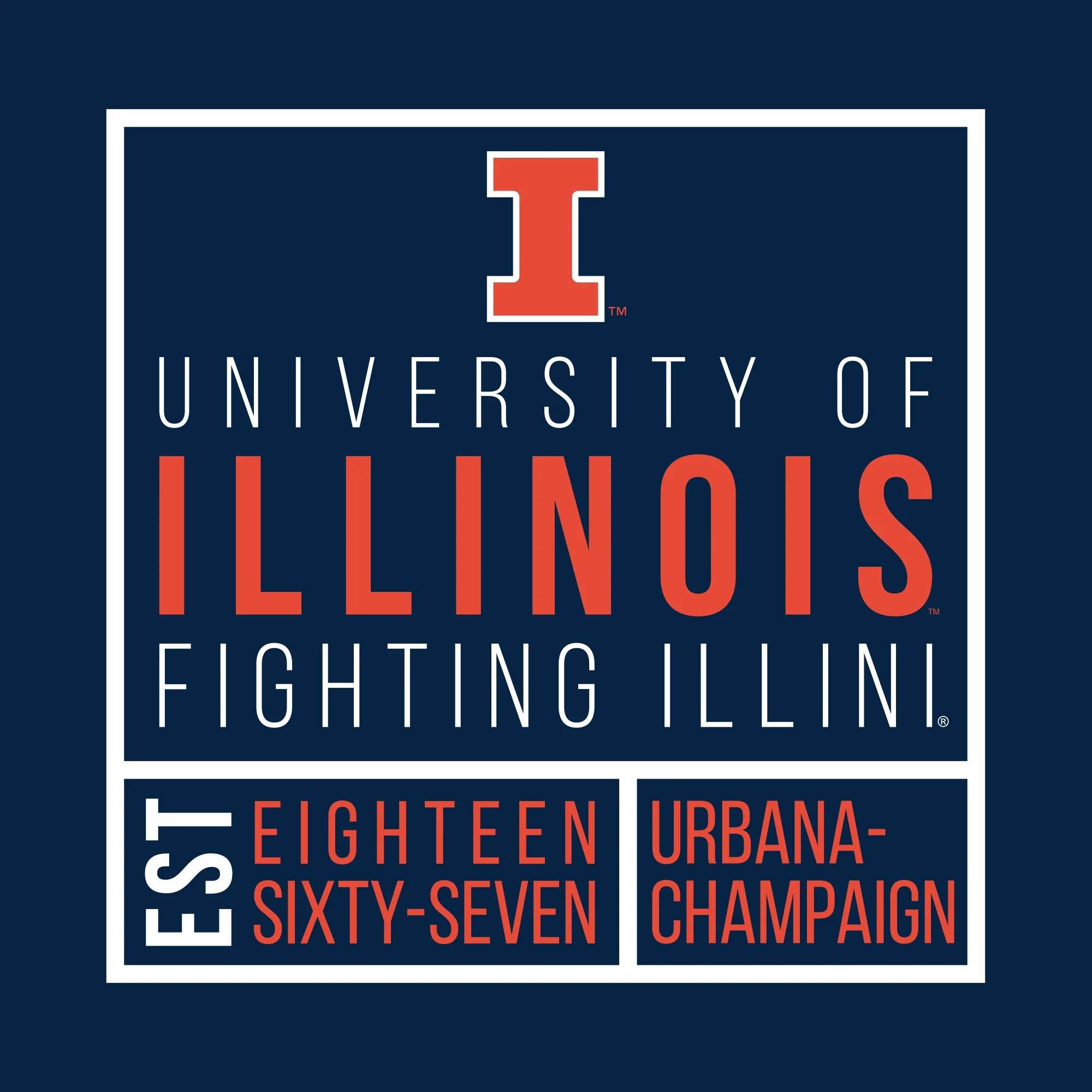 University of Illinois Fighting Illini Box Label Crewneck - Navy - Image 2