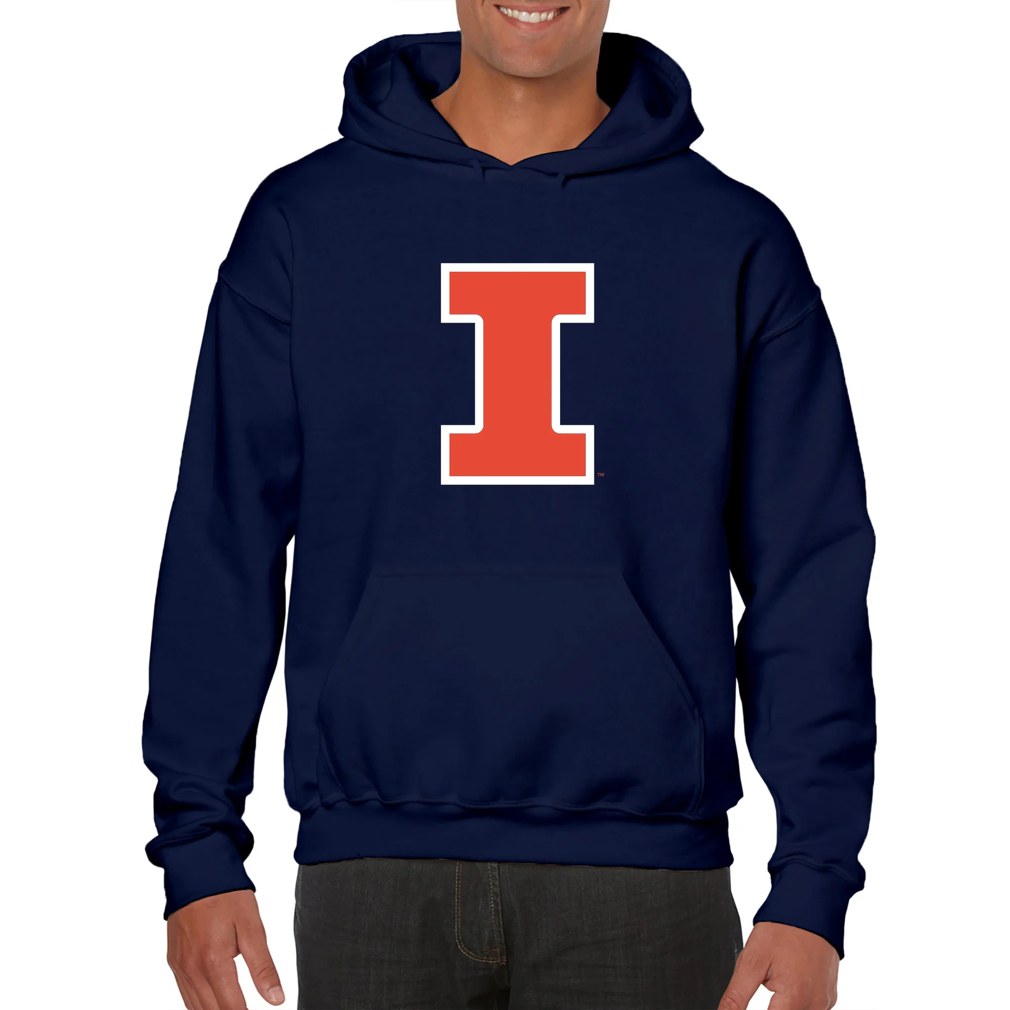 University of Illinois Fighting Illini Primary Logo Cotton Hoodie - Navy - Image 3