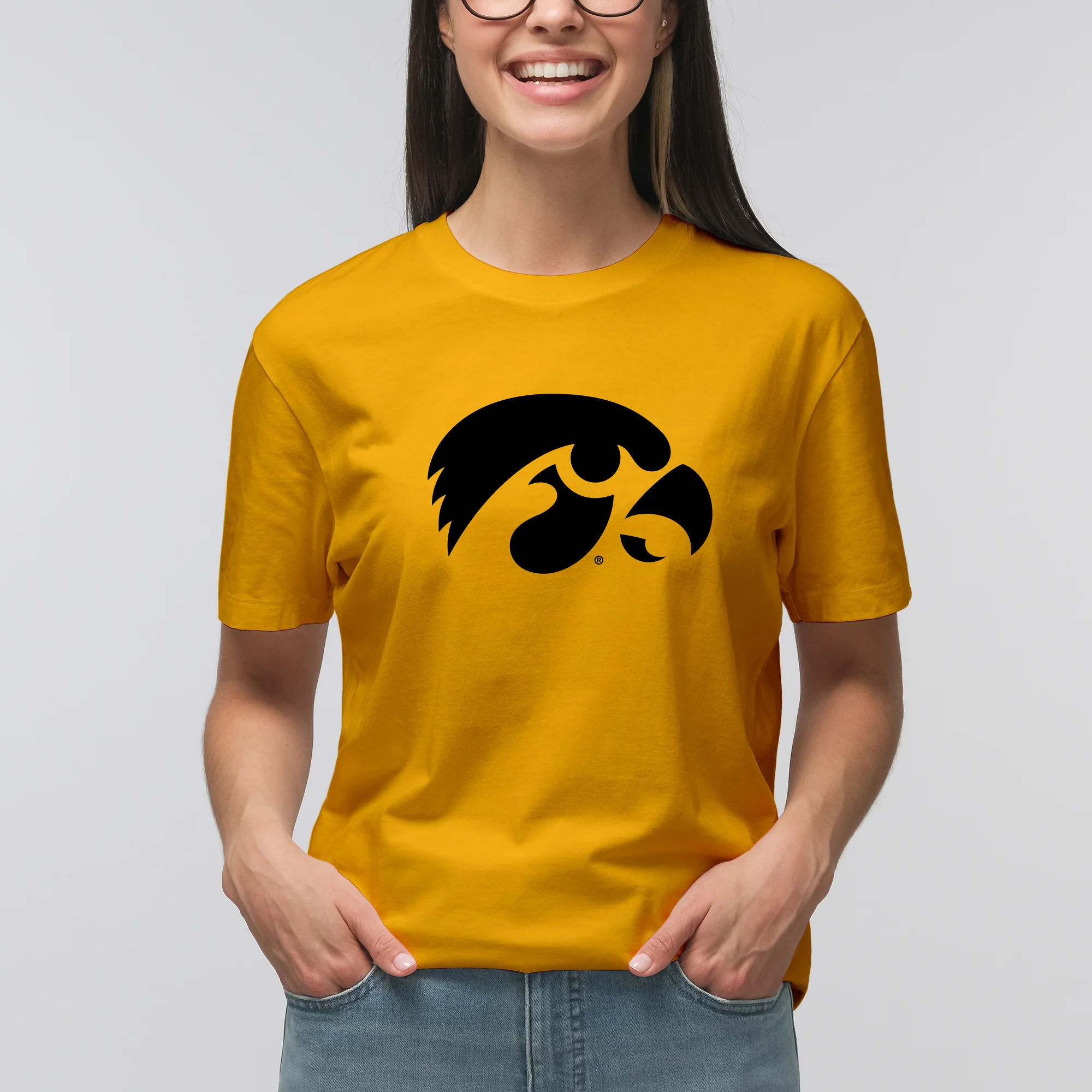 University of Iowa Hawkeyes Primary Logo Short Sleeve T Shirt - Gold - Image 5