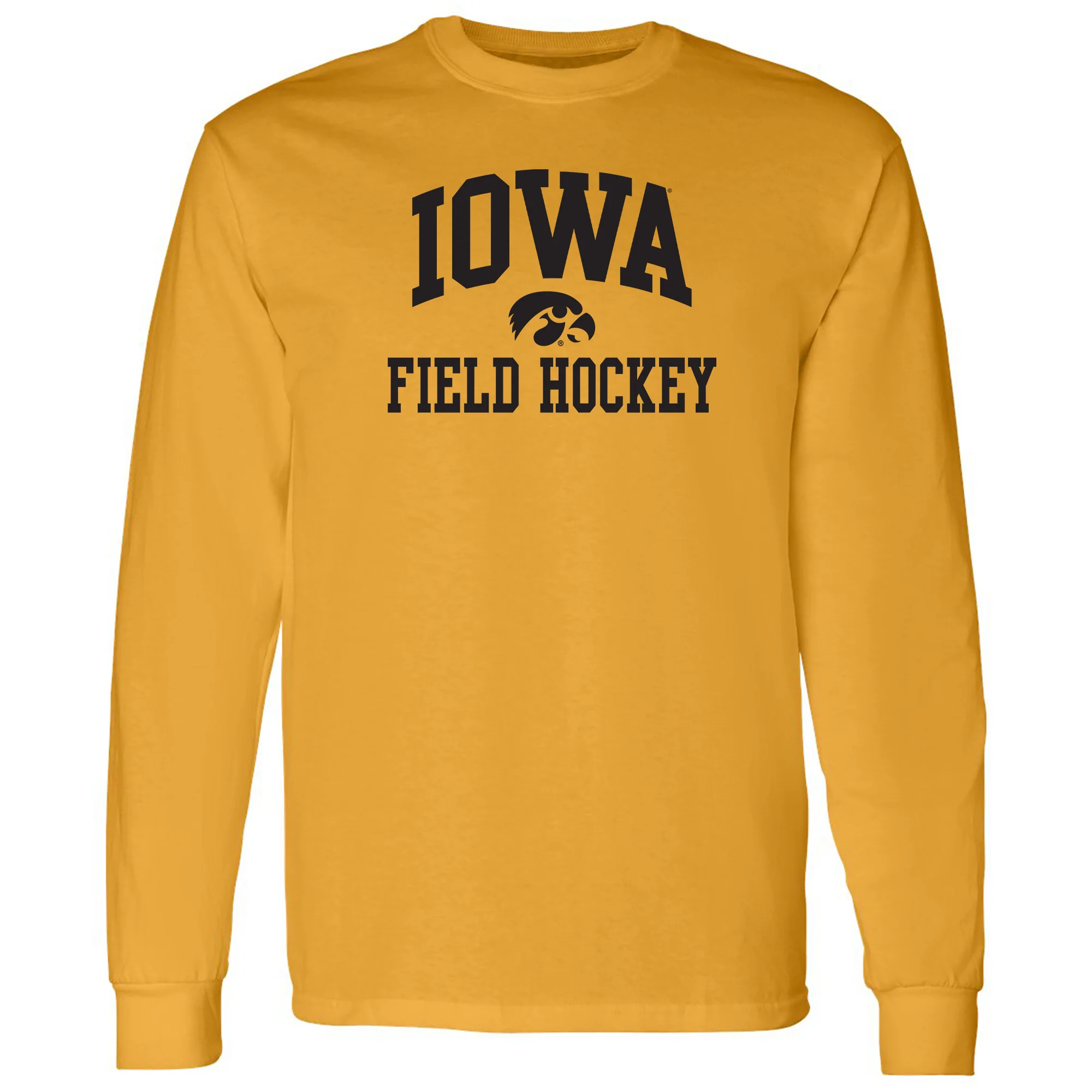 University of Iowa Hawkeyes Arch Logo Field Hockey Long Sleeve T Shirt- Gold
