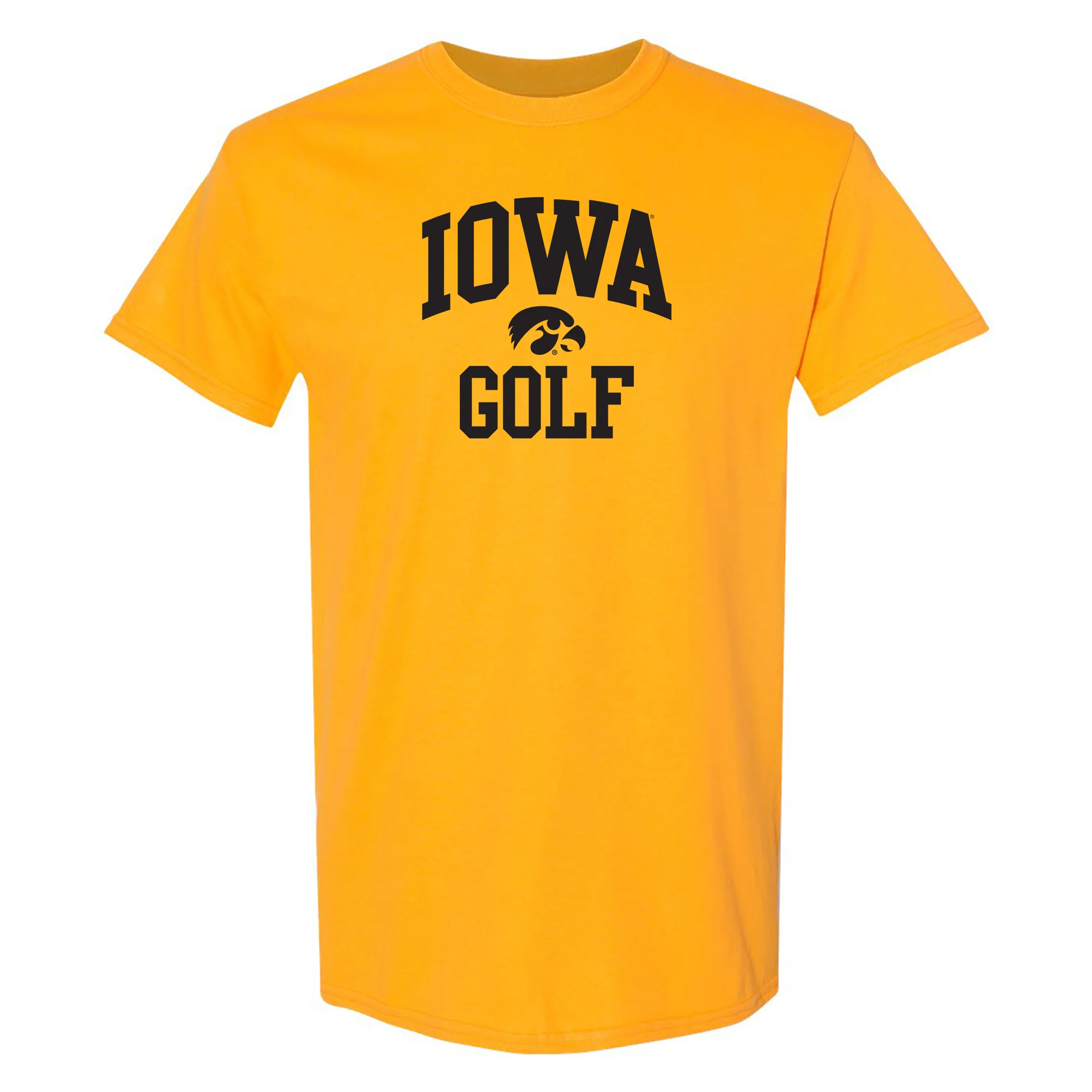 University of Iowa Hawkeyes Arch Logo Golf Short Sleeve T Shirt - Gold