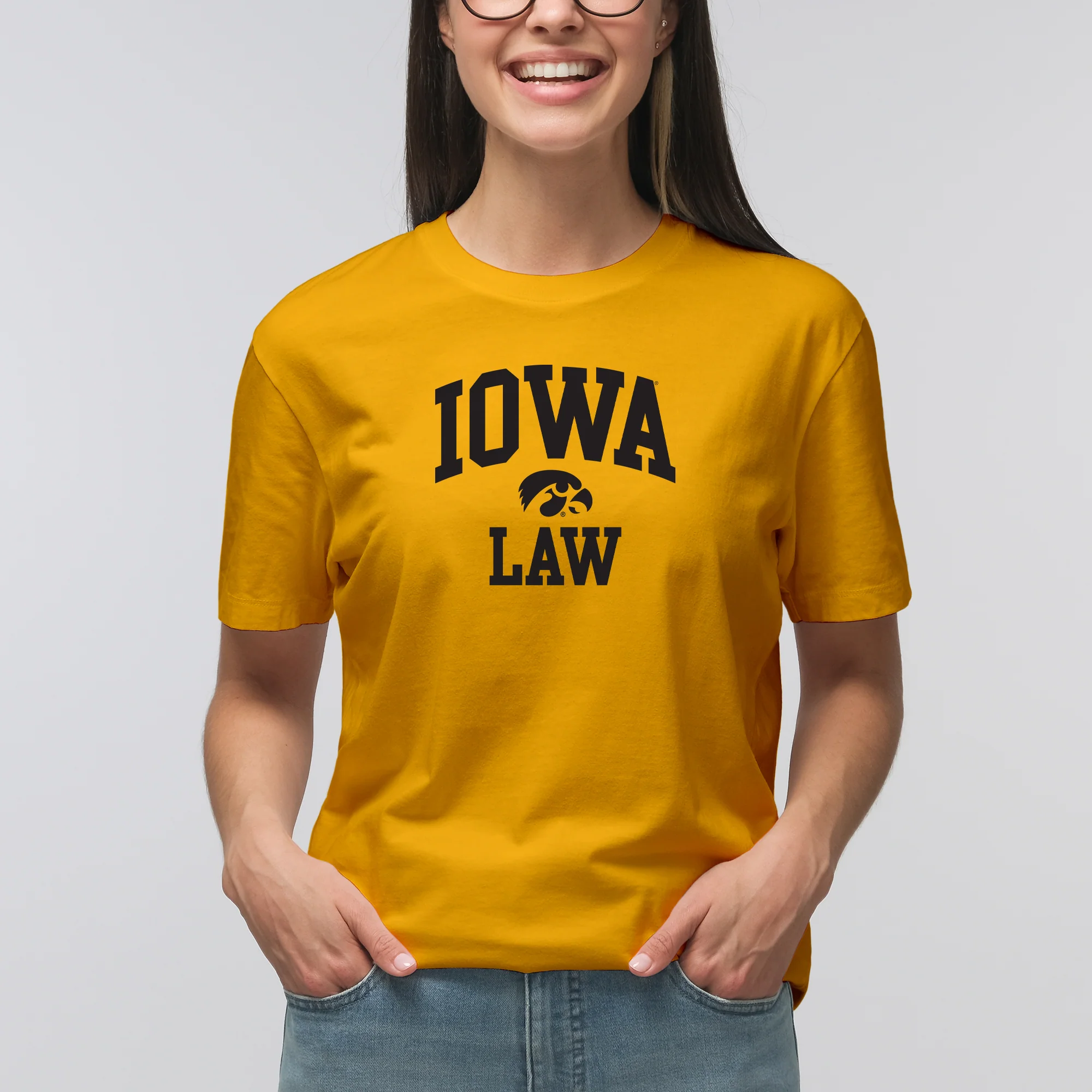 University of Iowa Hawkeyes Arch Logo Law Short Sleeve T Shirt - Gold - Image 4