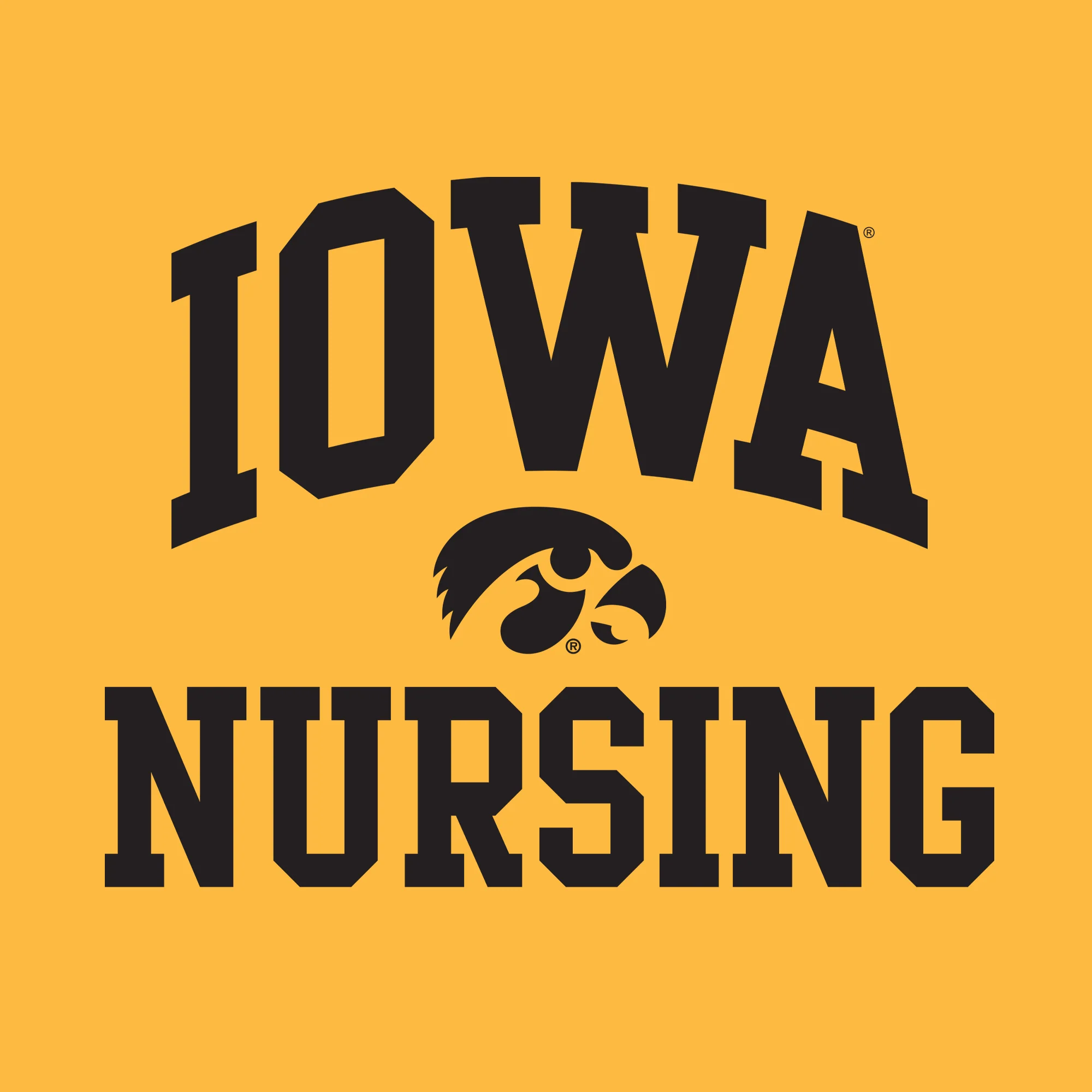 University of Iowa Hawkeyes Arch Logo Nursing Short Sleeve T Shirt - Gold - Image 2