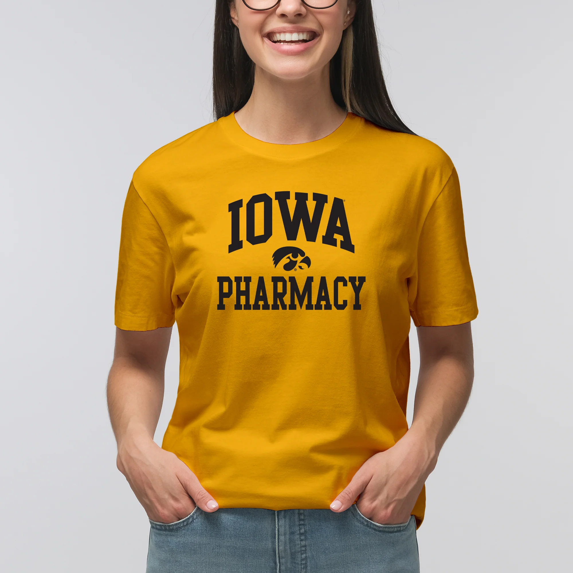 University of Iowa Hawkeyes Arch Logo Pharmacy Short Sleeve T Shirt - Gold - Image 4