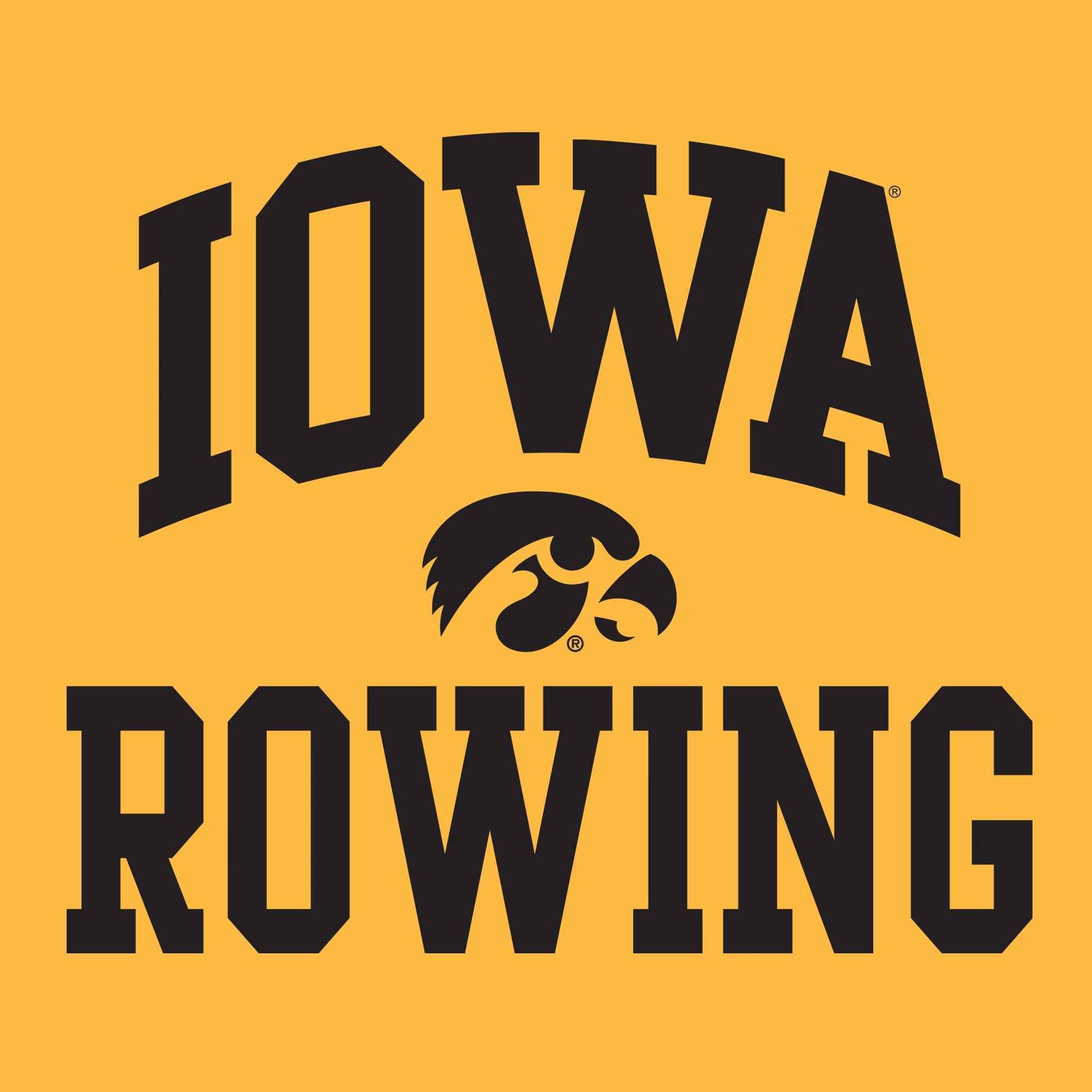 University of Iowa Hawkeyes Arch Logo Rowing Long Sleeve T Shirt- Gold - Image 2