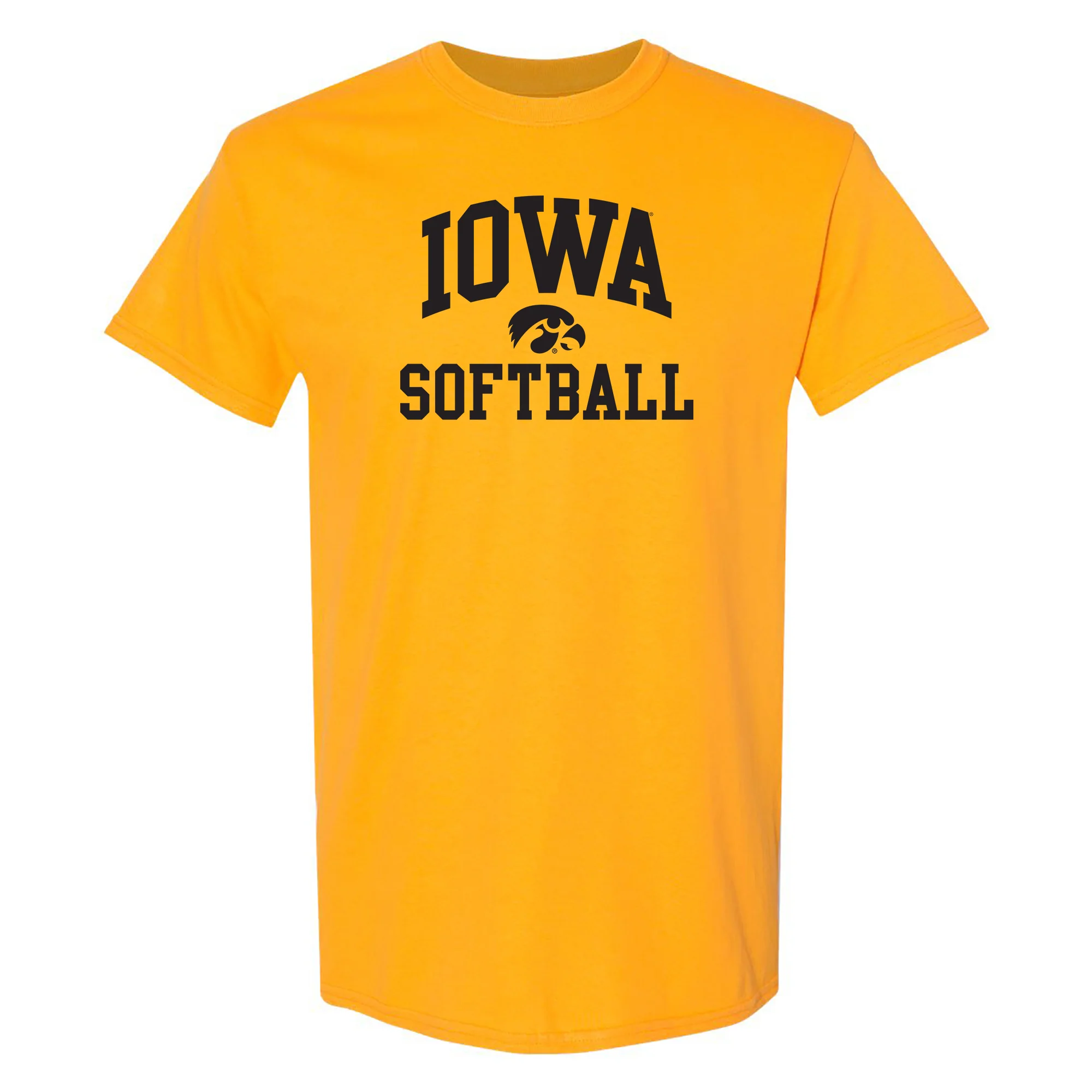 University of Iowa Hawkeyes Arch Logo Softball Short Sleeve T Shirt - Gold