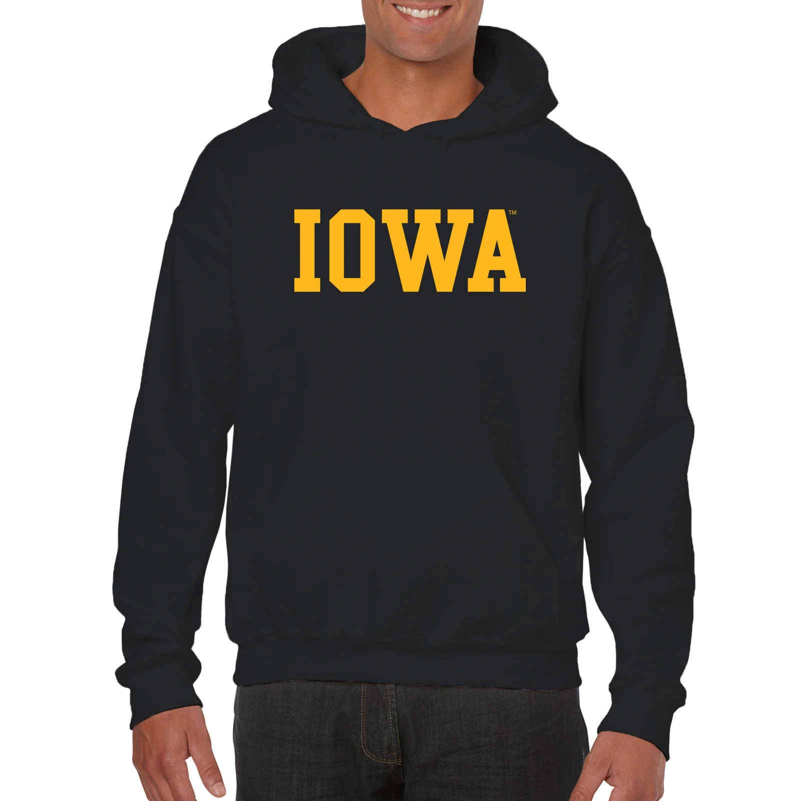 University of Iowa Hawkeyes Basic Block Heavy Blend Hoodie - Black - Image 4