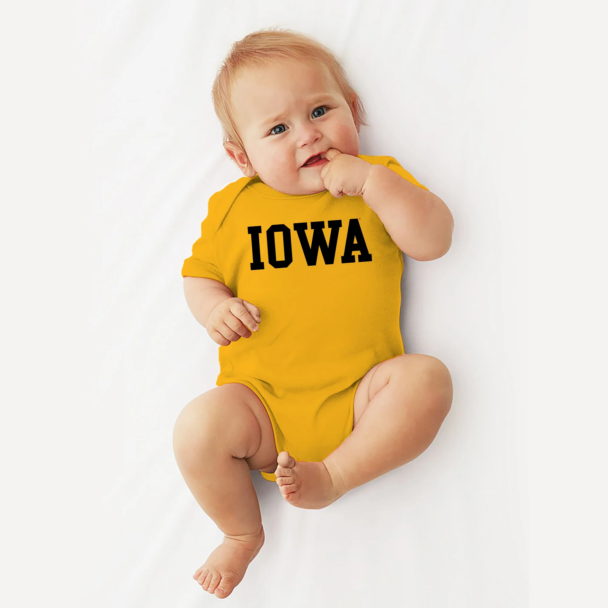 University of Iowa Hawkeyes Basic Block Infant Creeper - Gold - Image 3