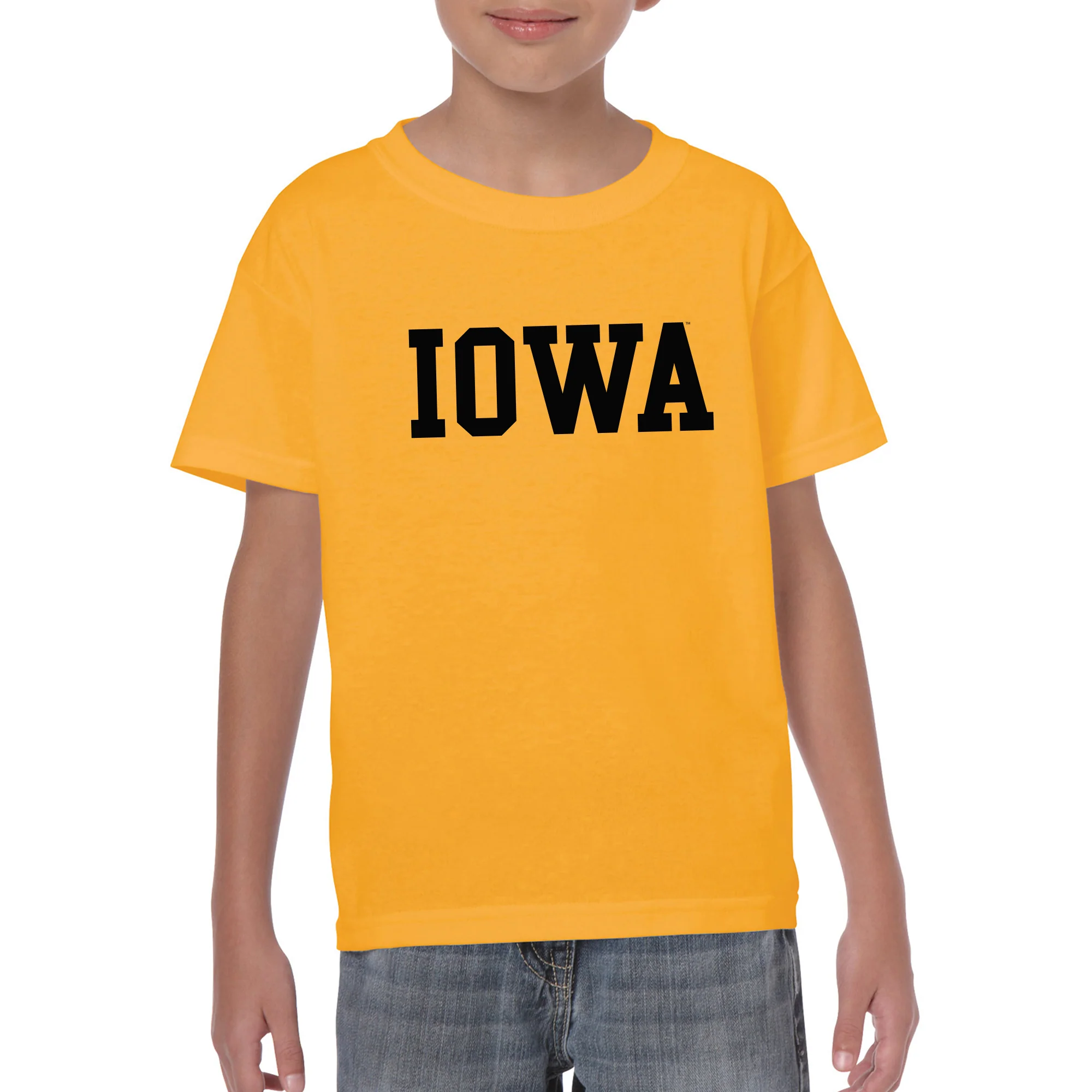 University of Iowa Hawkeyes Basic Block Youth Short Sleeve T Shirt - Gold - Image 3
