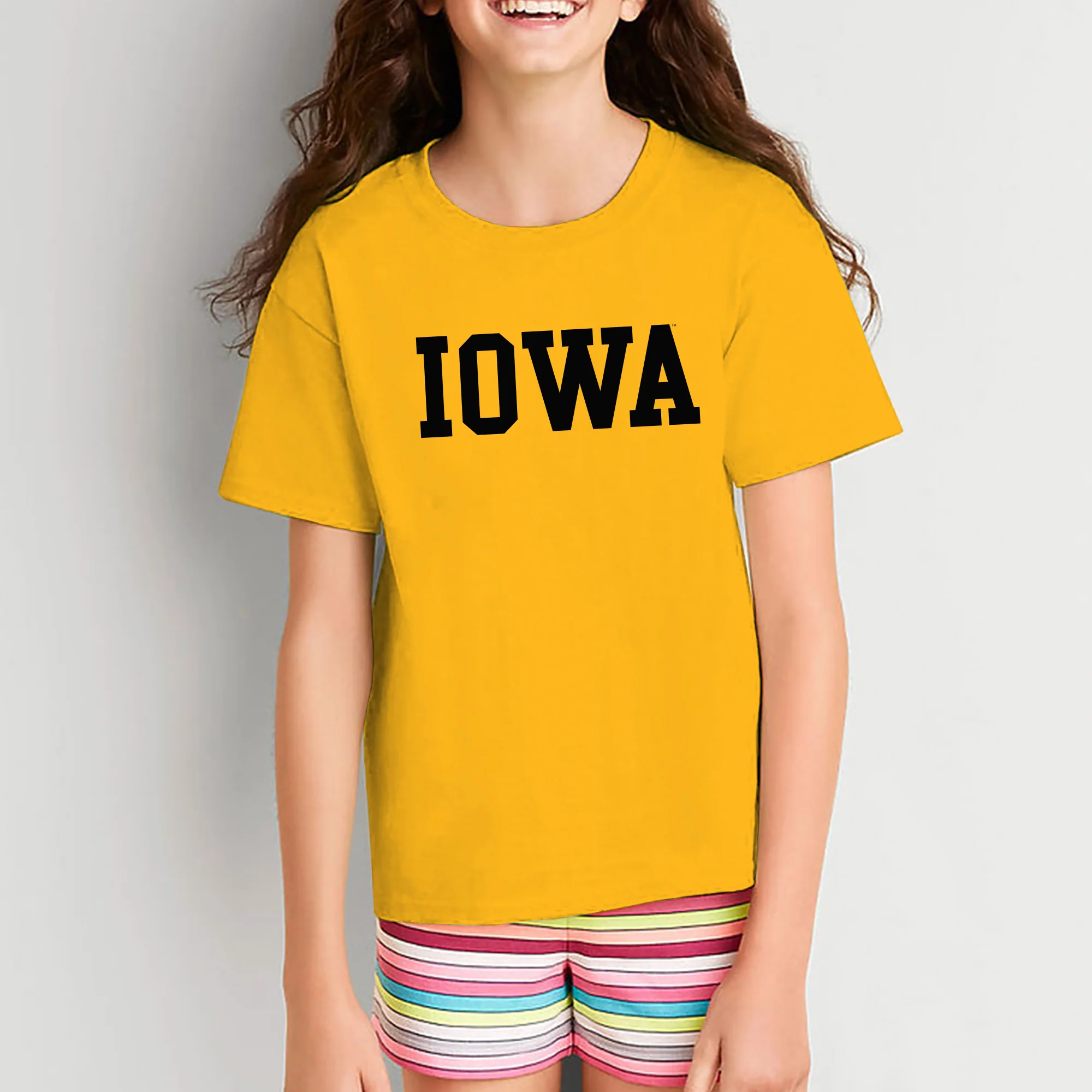 University of Iowa Hawkeyes Basic Block Youth Short Sleeve T Shirt - Gold - Image 4