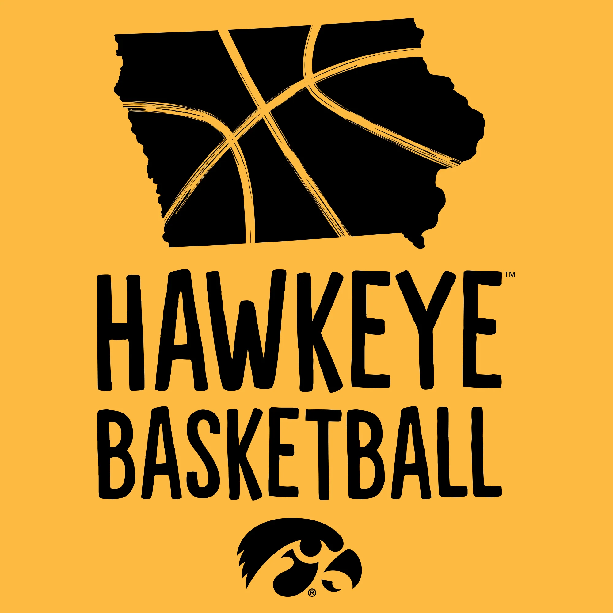 University of Iowa Hawkeyes Basketball Brush State Short Sleeve T Shirt - Gold - Image 2