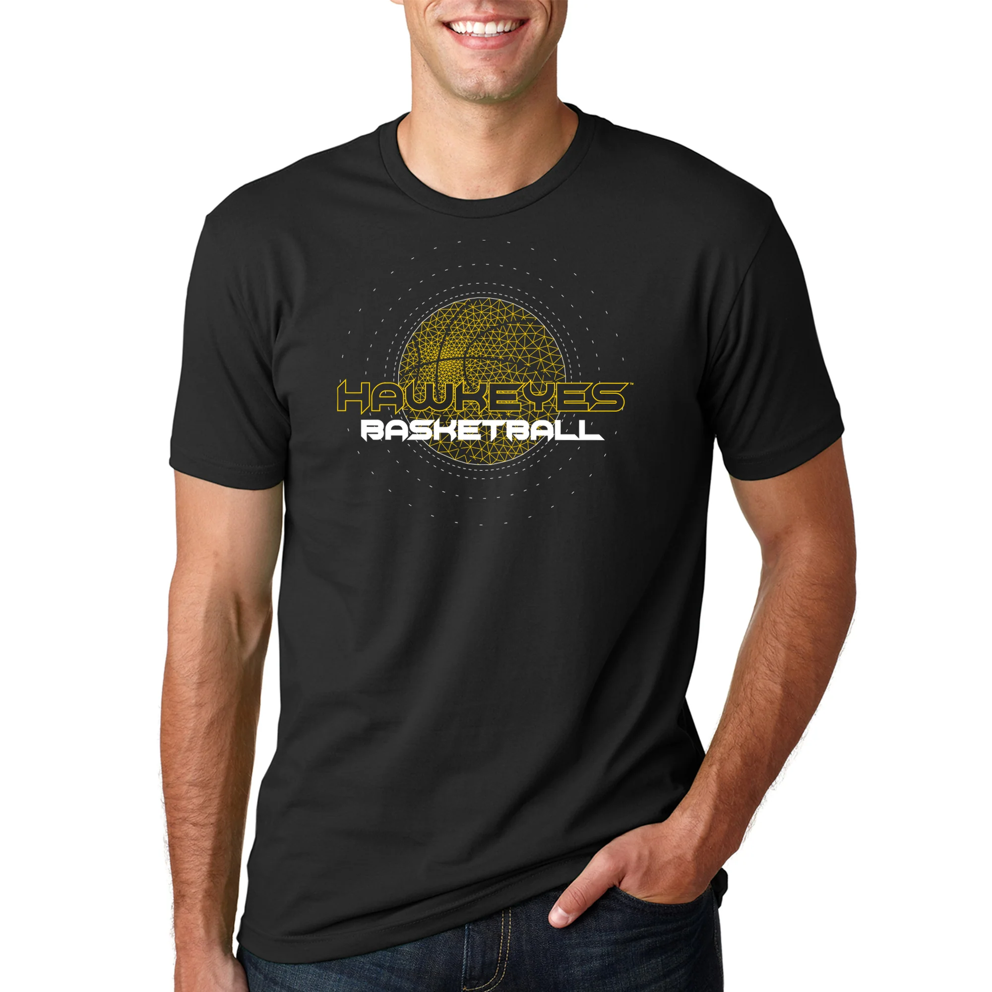 University of Iowa Hawkeyes Basketball Rezzed - Premium Cotton Tee - Black - Image 3