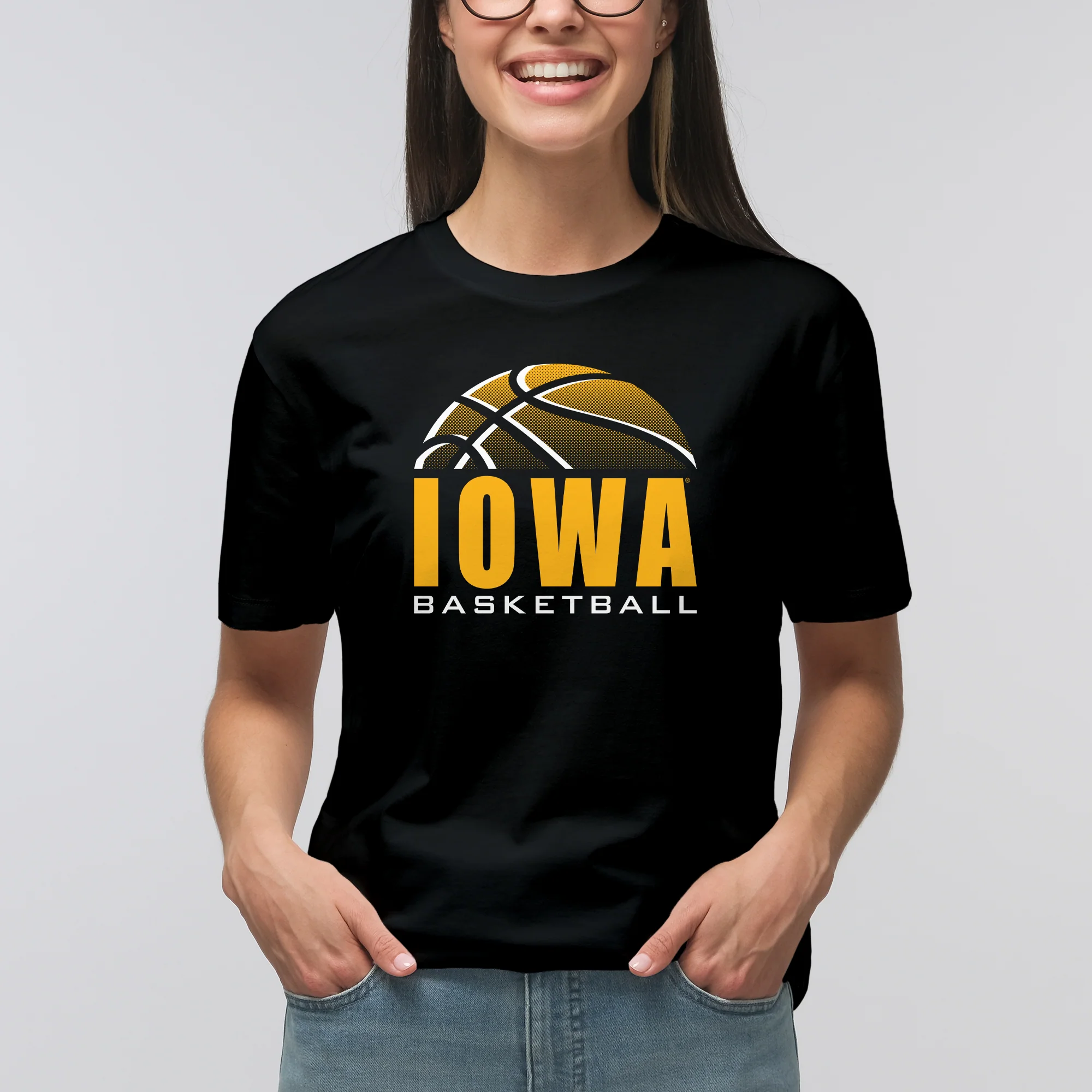 University of Iowa Hawkeyes Basketball Shadow Short Sleeve T Shirt - Black - Image 4