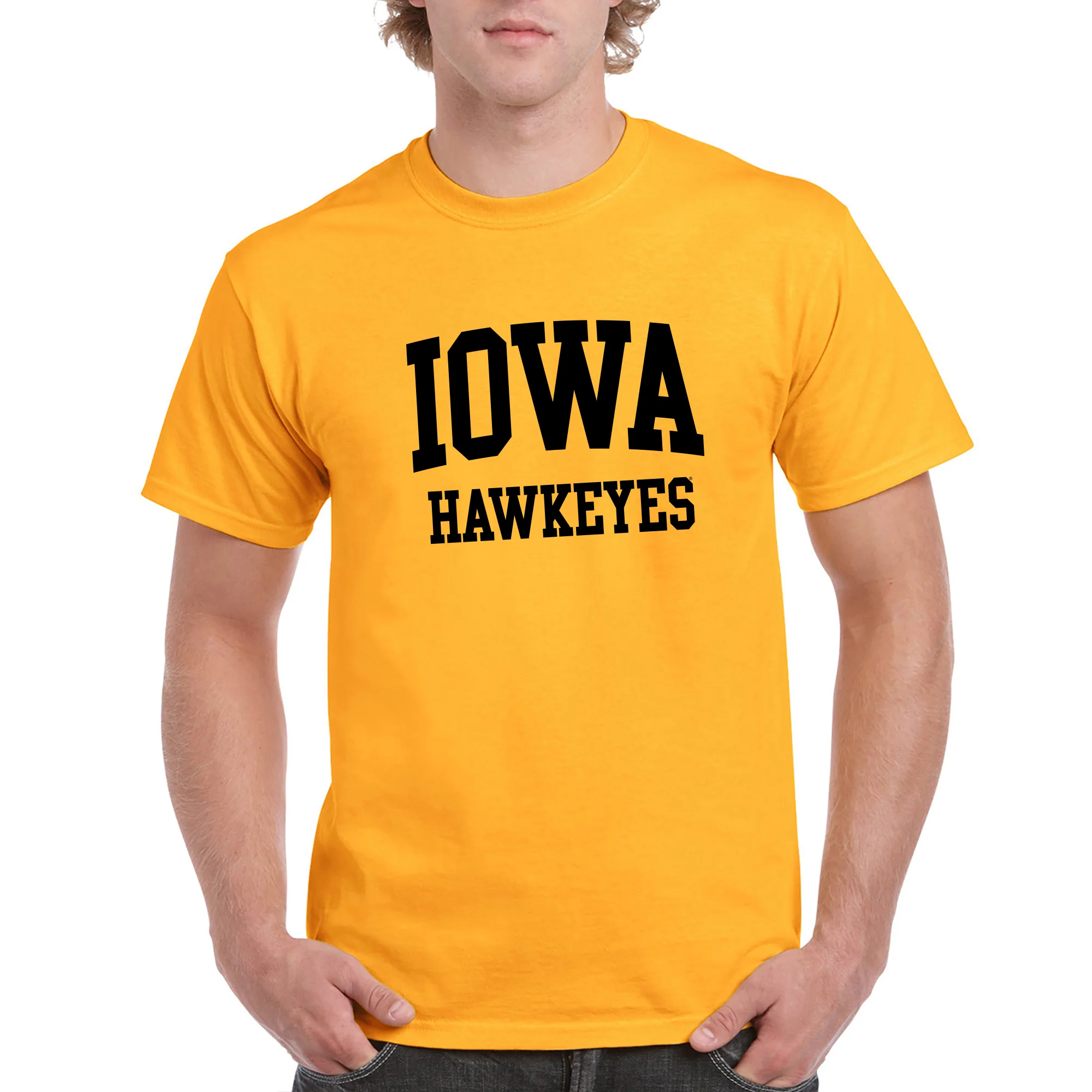 University of Iowa Hawkeyes Front Back Print Short Sleeve T Shirt - Gold - Image 3