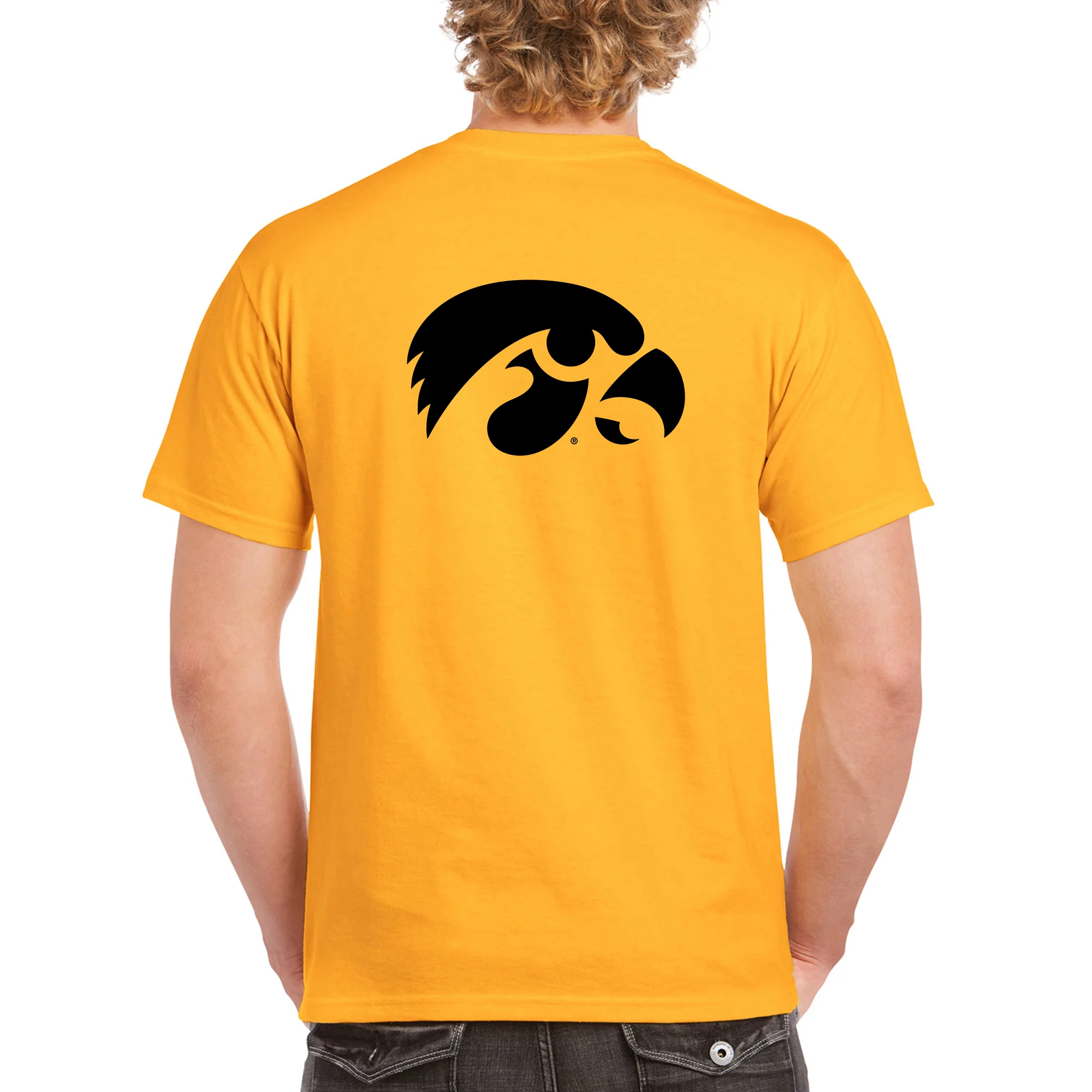 University of Iowa Hawkeyes Front Back Print Short Sleeve T Shirt - Gold - Image 5