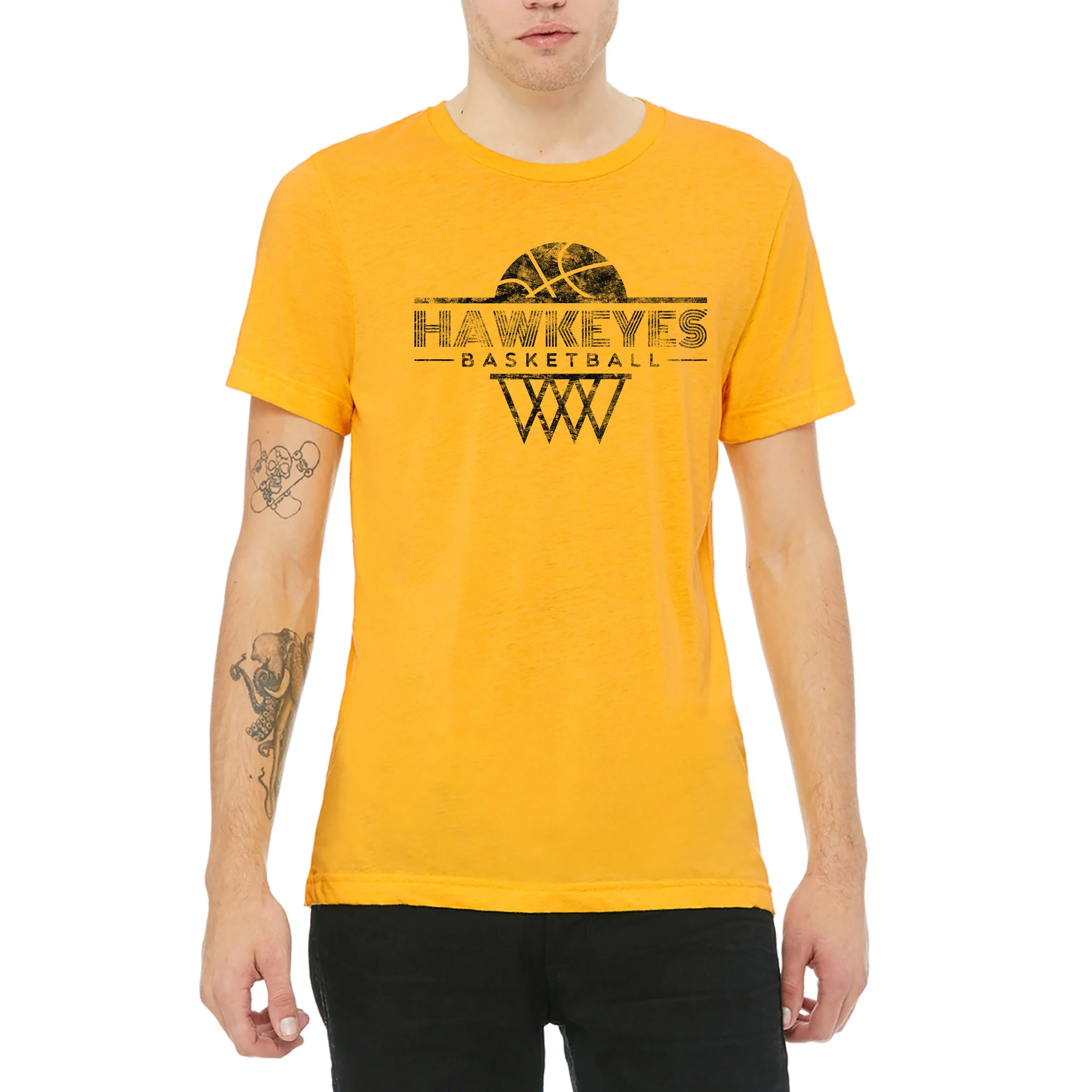 University of Iowa Hawkeyes Oblique Hoop Canvas Triblend Short Sleeve T-Shirt - Yellow Gold - Image 3