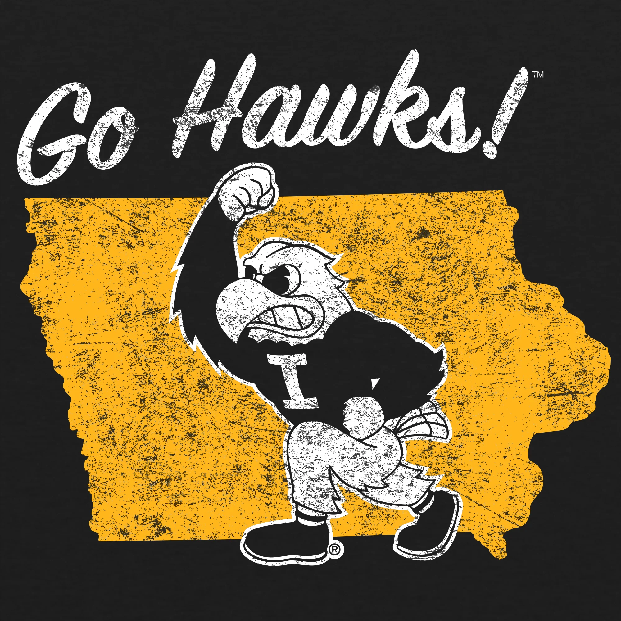 University of Iowa Hawkeyes Silhouette Herky Short Sleeve T Shirt - Vintage Black - Image 2