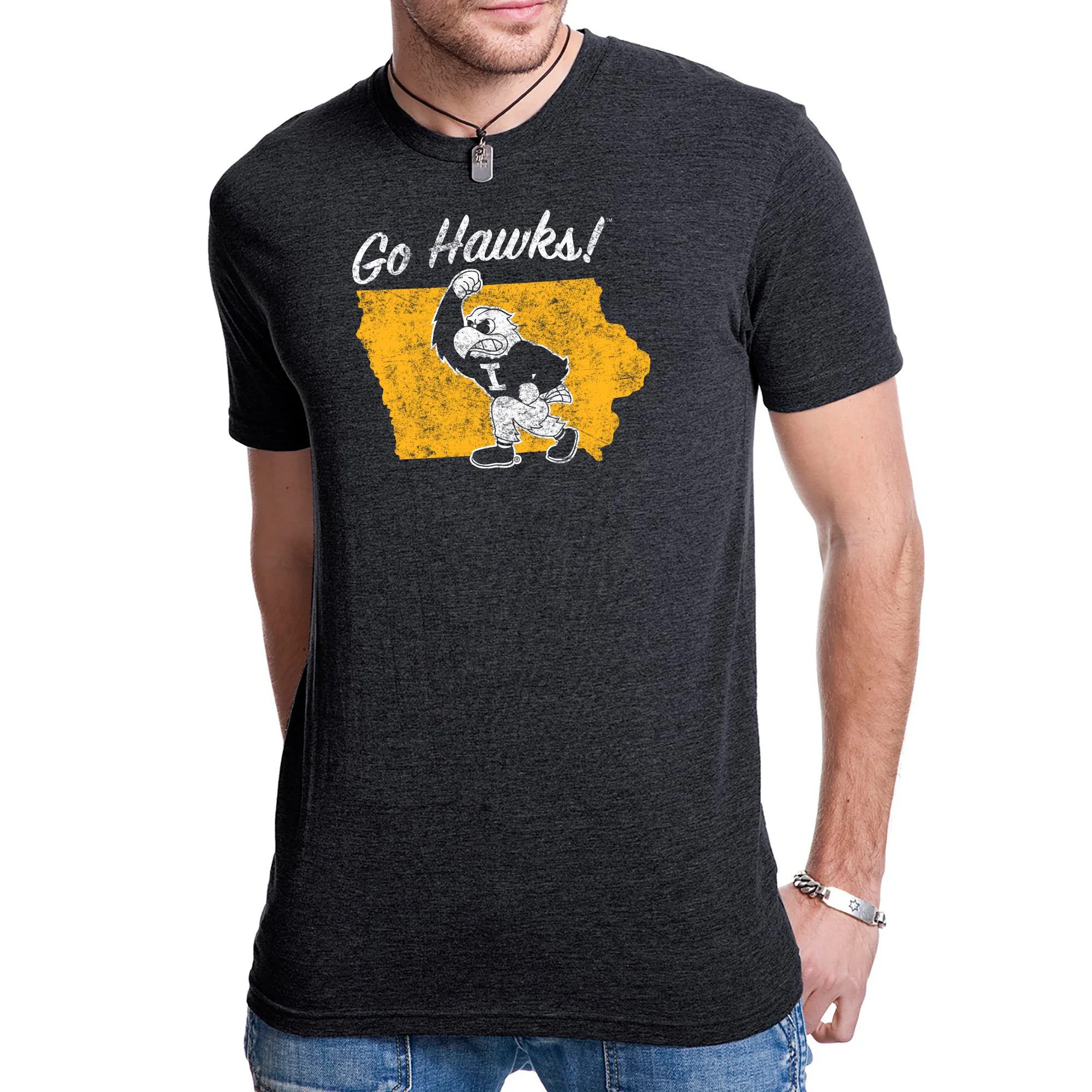 University of Iowa Hawkeyes Silhouette Herky Short Sleeve T Shirt - Vintage Black - Image 3