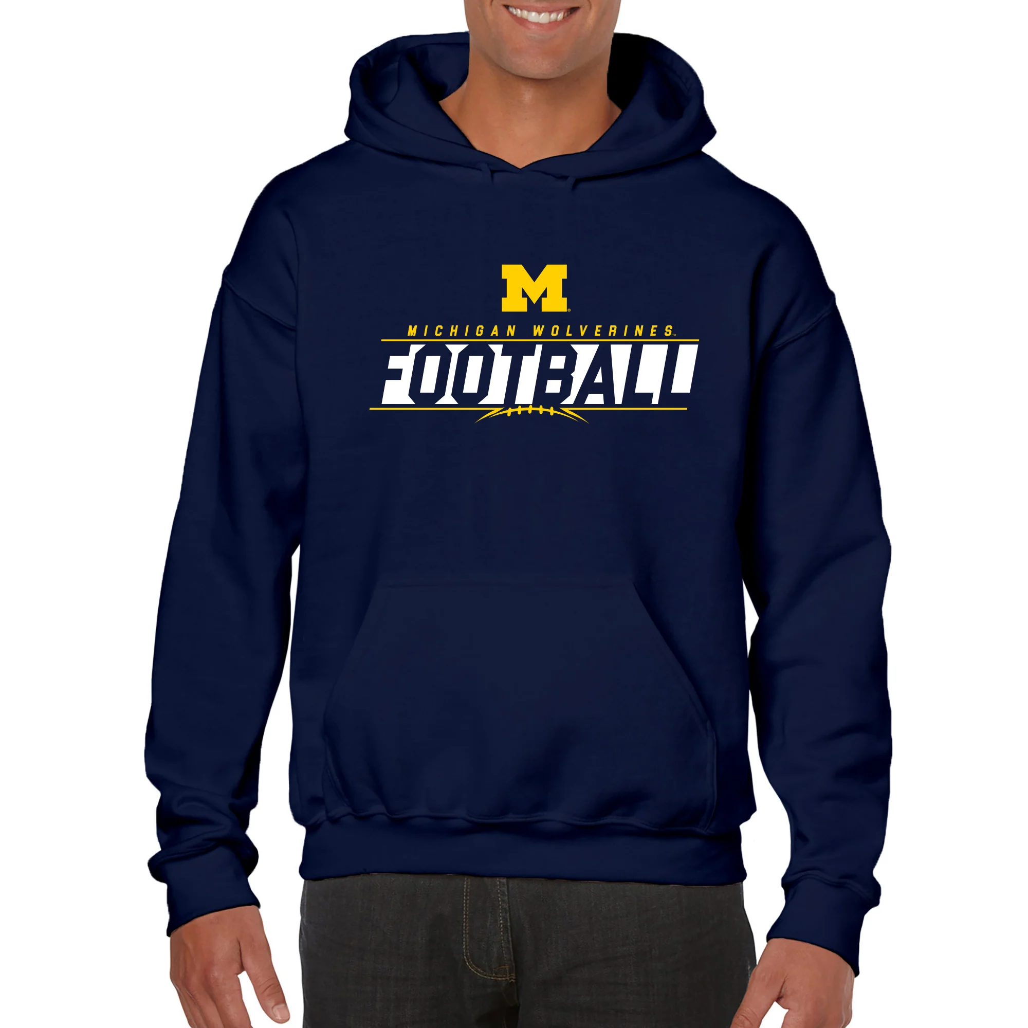 University of Michigan Football Charge Heavy Blend Hoodie - Navy - Image 3