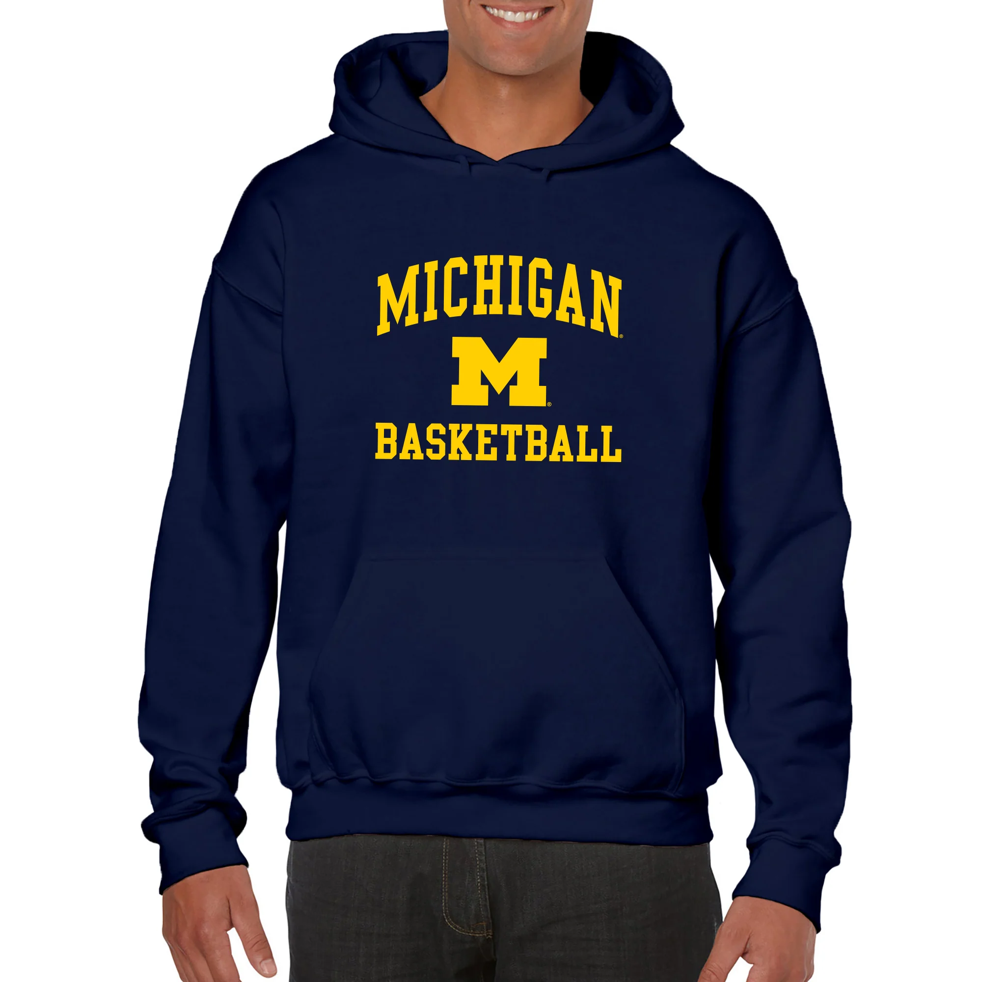 University of Michigan Wolverines Arch Logo Basketball Hoodie - Navy - Image 3