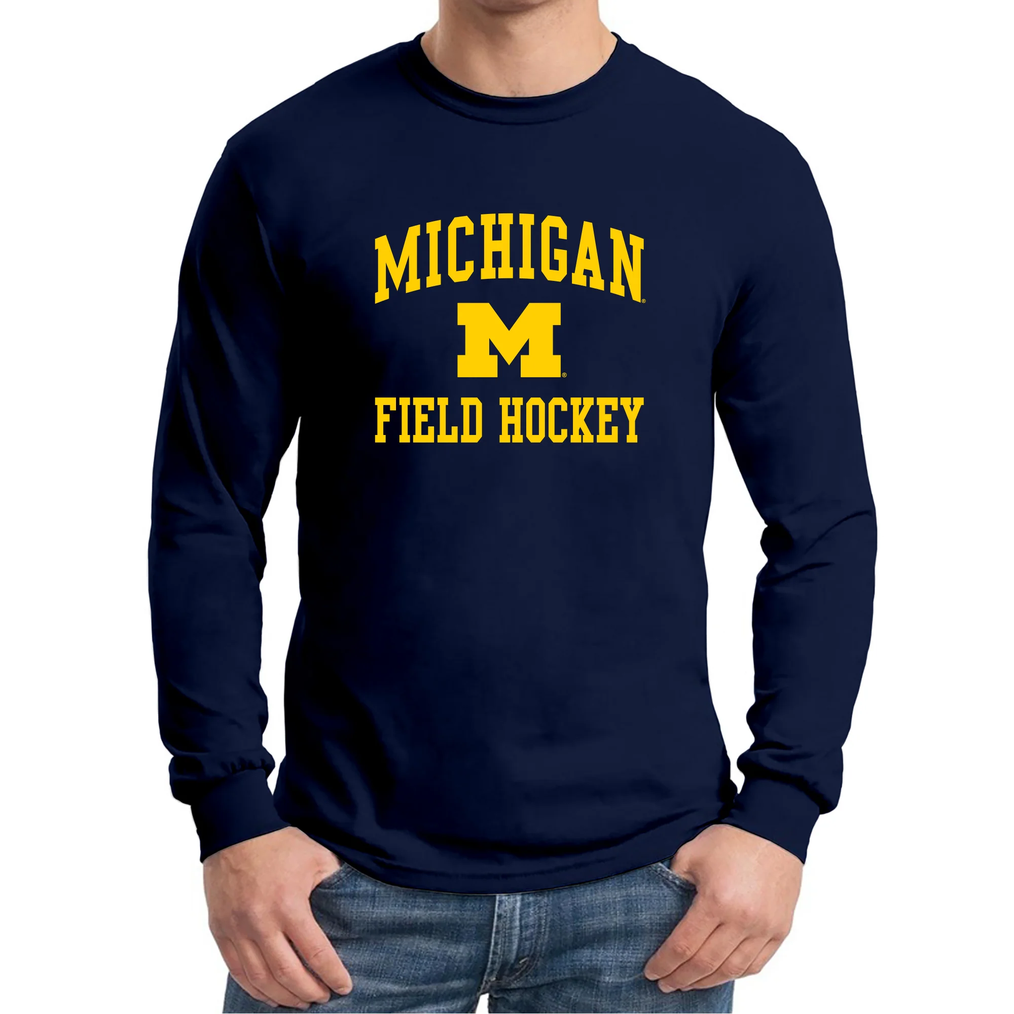 University of Michigan Wolverines Arch Logo Field Hockey Long Sleeve - Navy - Image 3