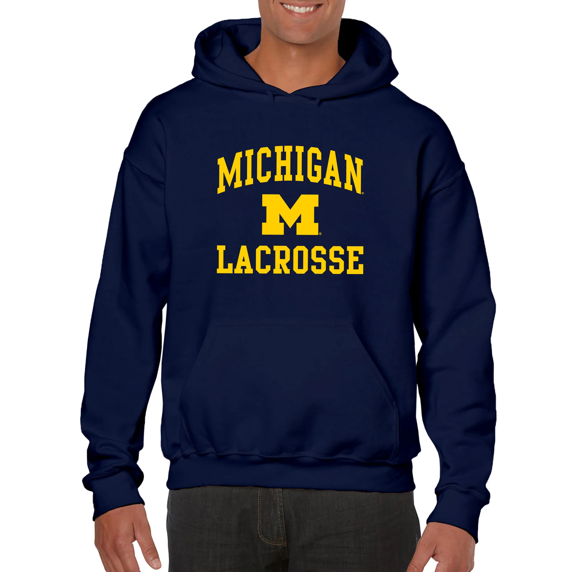 University of Michigan Wolverines Arch Logo Lacrosse Hoodie - Navy - Image 3