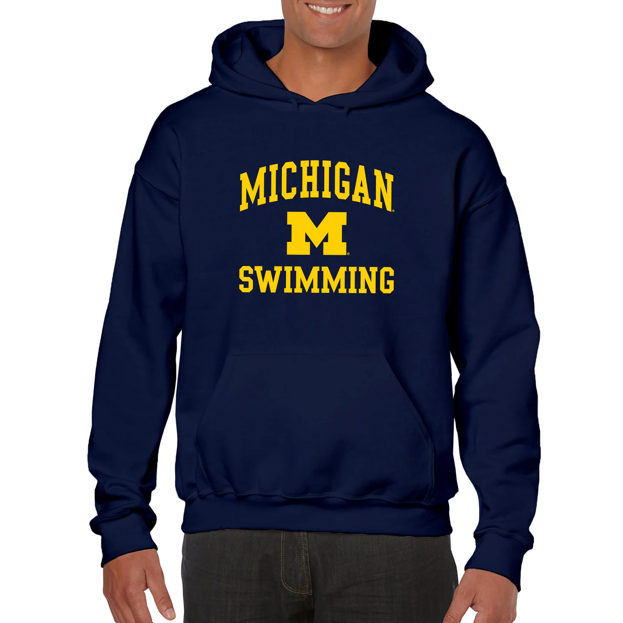 University of Michigan Wolverines Arch Logo Swimming Hoodie - Navy - Image 3