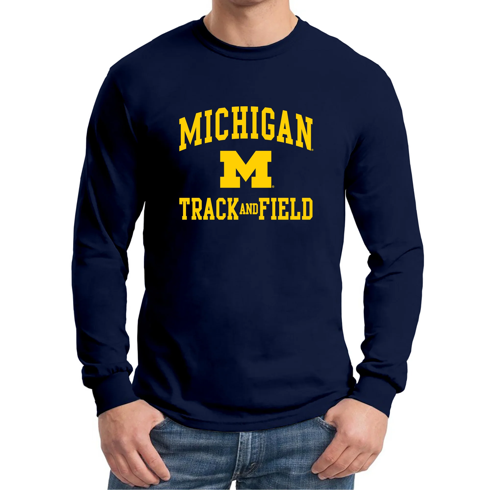 University of Michigan Wolverines Arch Logo Track & Field Long Sleeve - Navy - Image 3