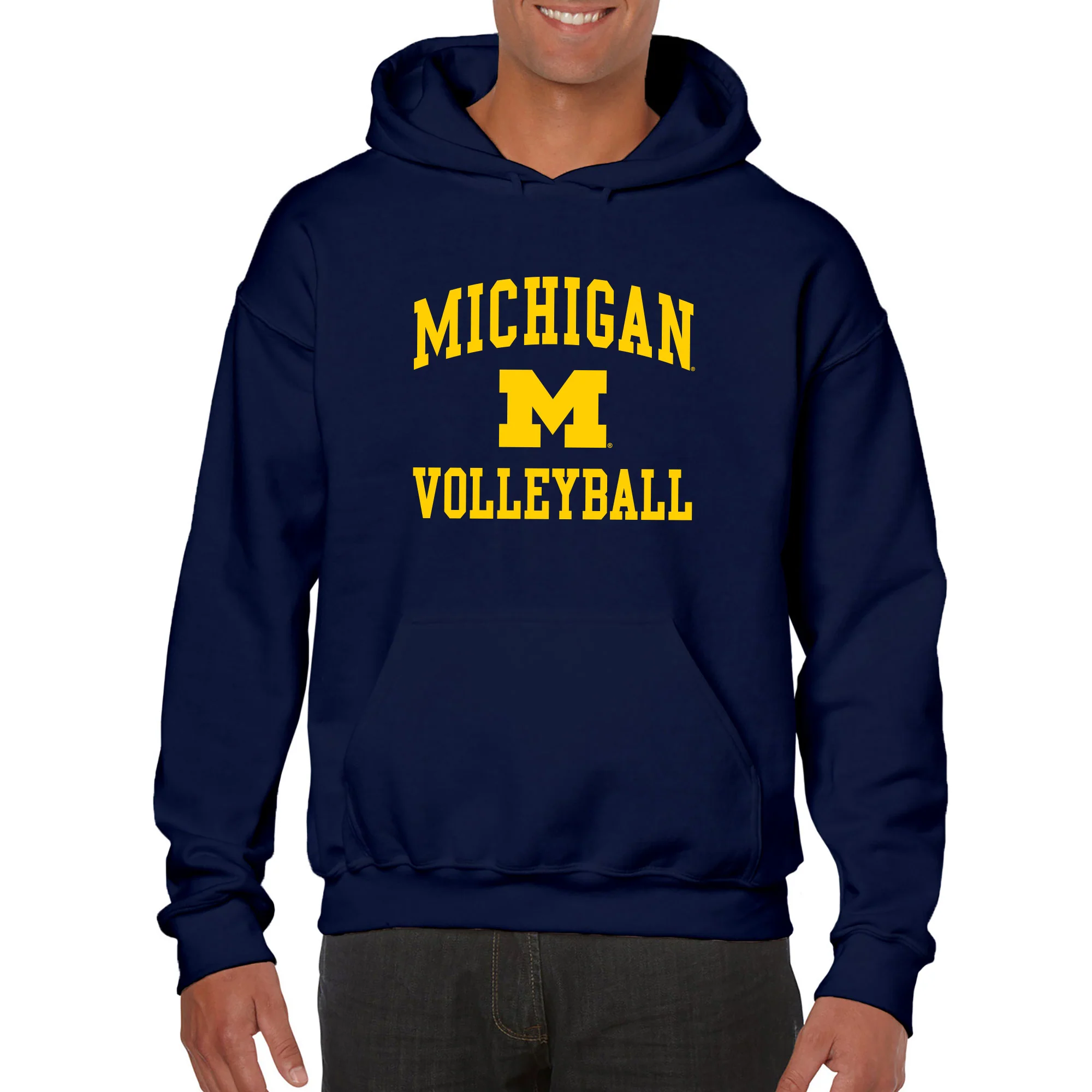University of Michigan Wolverines Arch Logo Volleyball Hoodie - Navy - Image 3
