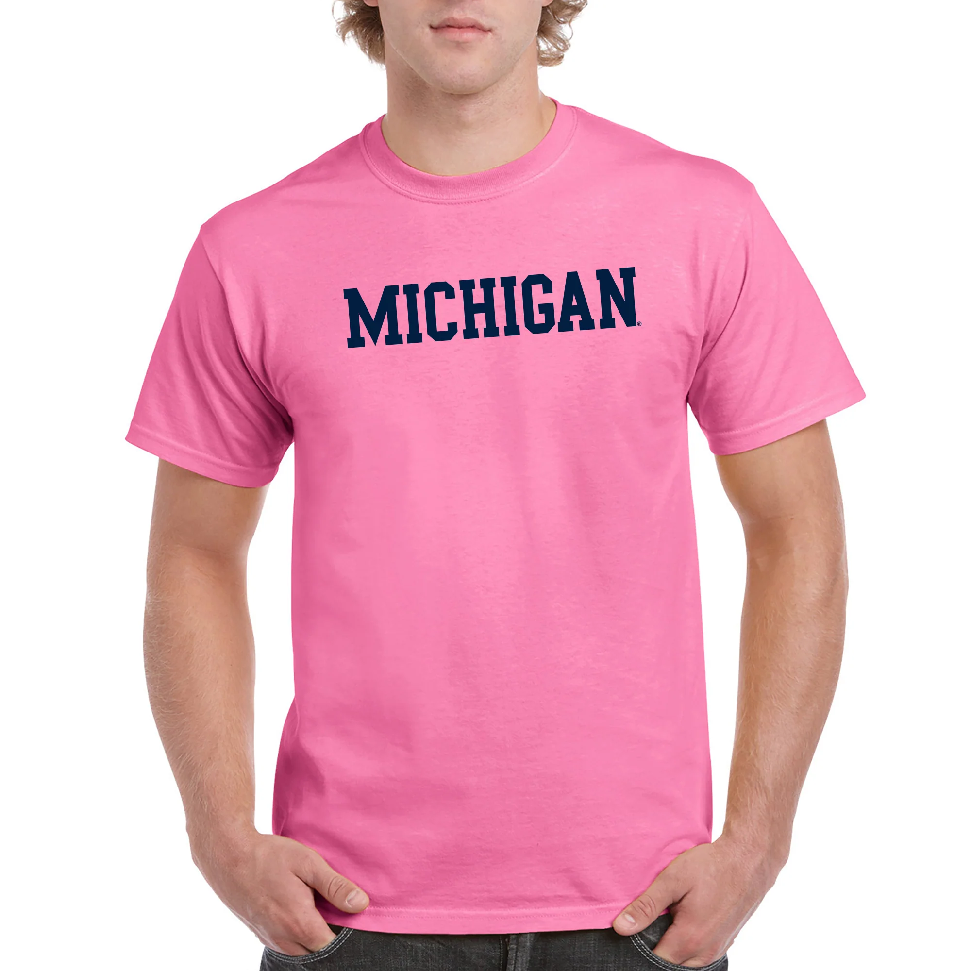 University of Michigan Wolverines Basic Block T-Shirt - Azalea - Image 3