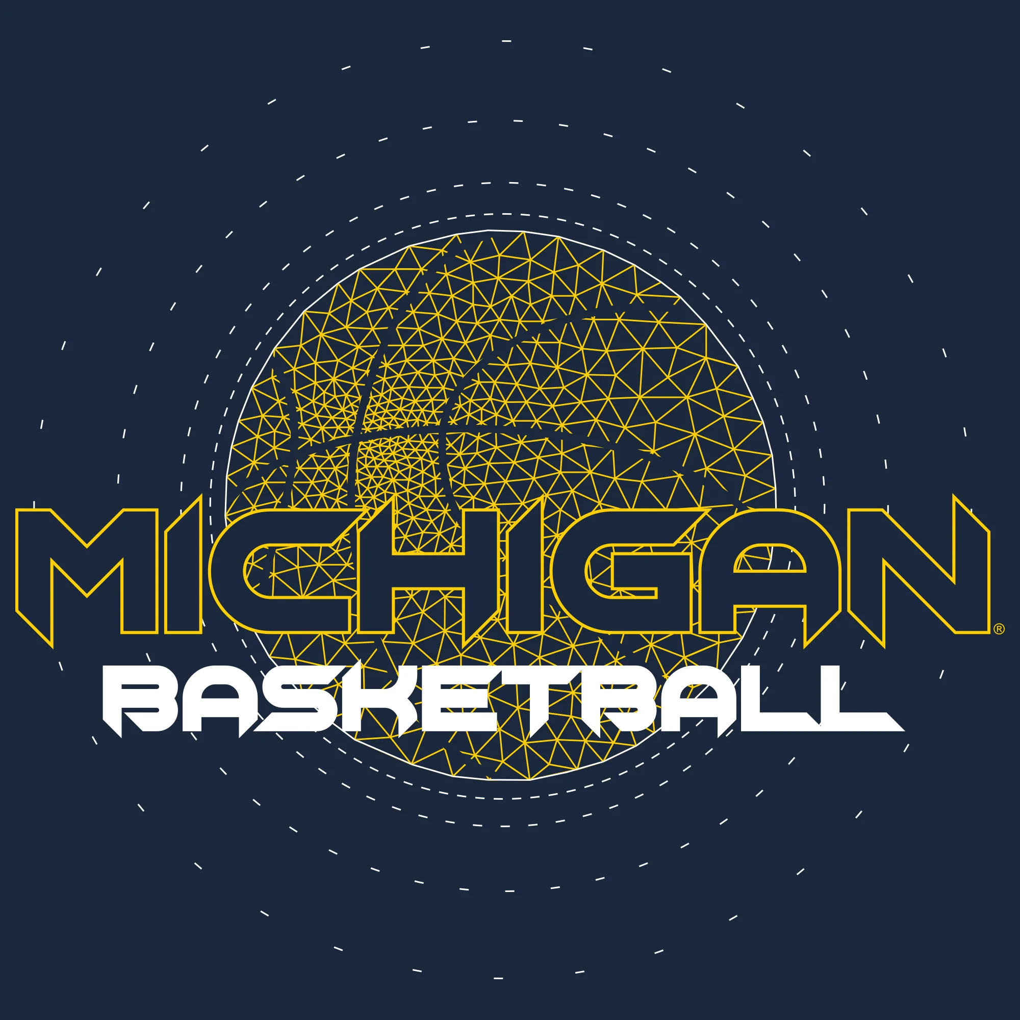 University of Michigan Wolverines Basketball Rezzed - Premium Cotton Tee - Midnight Navy - Image 2