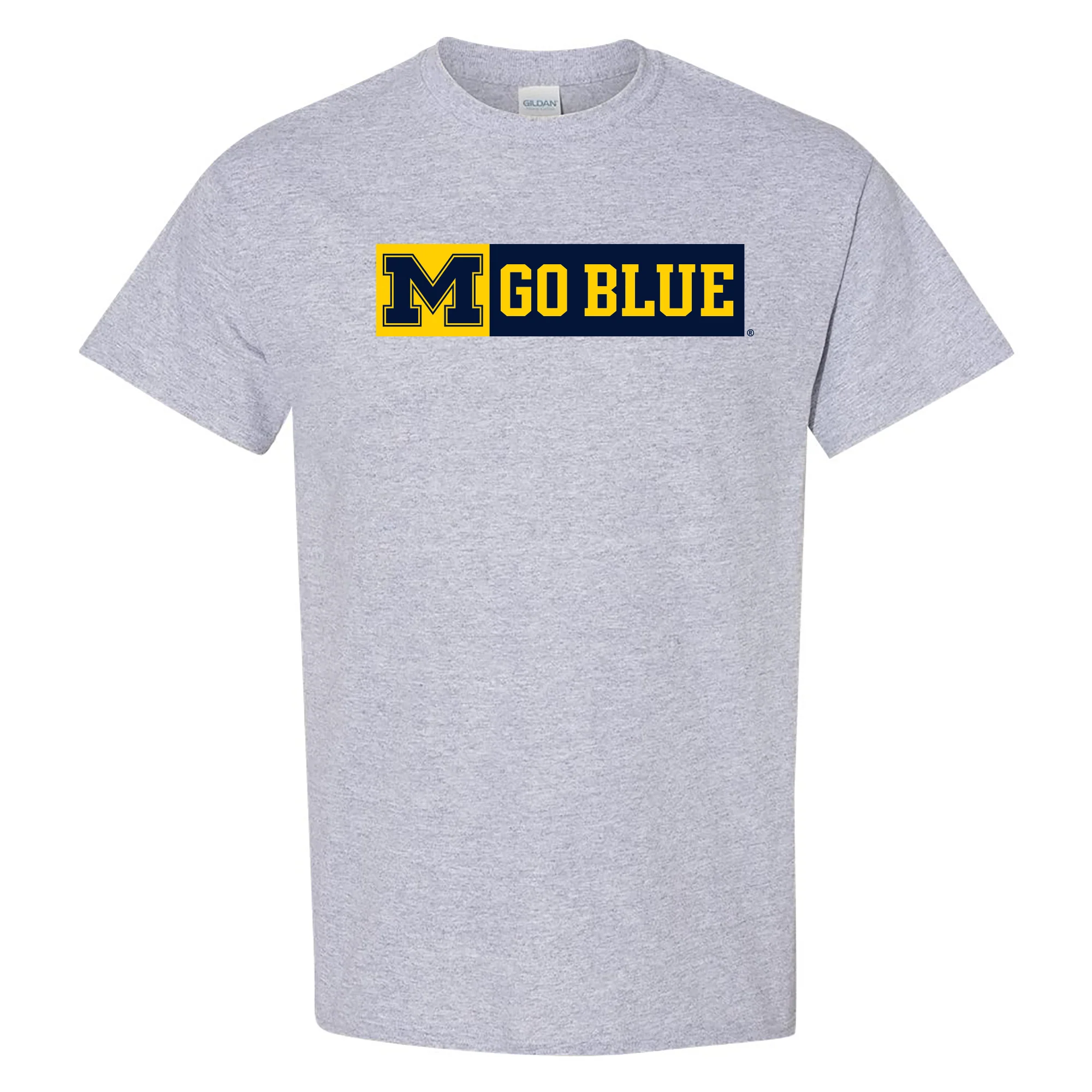 University of Michigan Wolverines Secondary Wordmark Go Blue Basic Cotton Short Sleeve T Shirt - Sport Grey