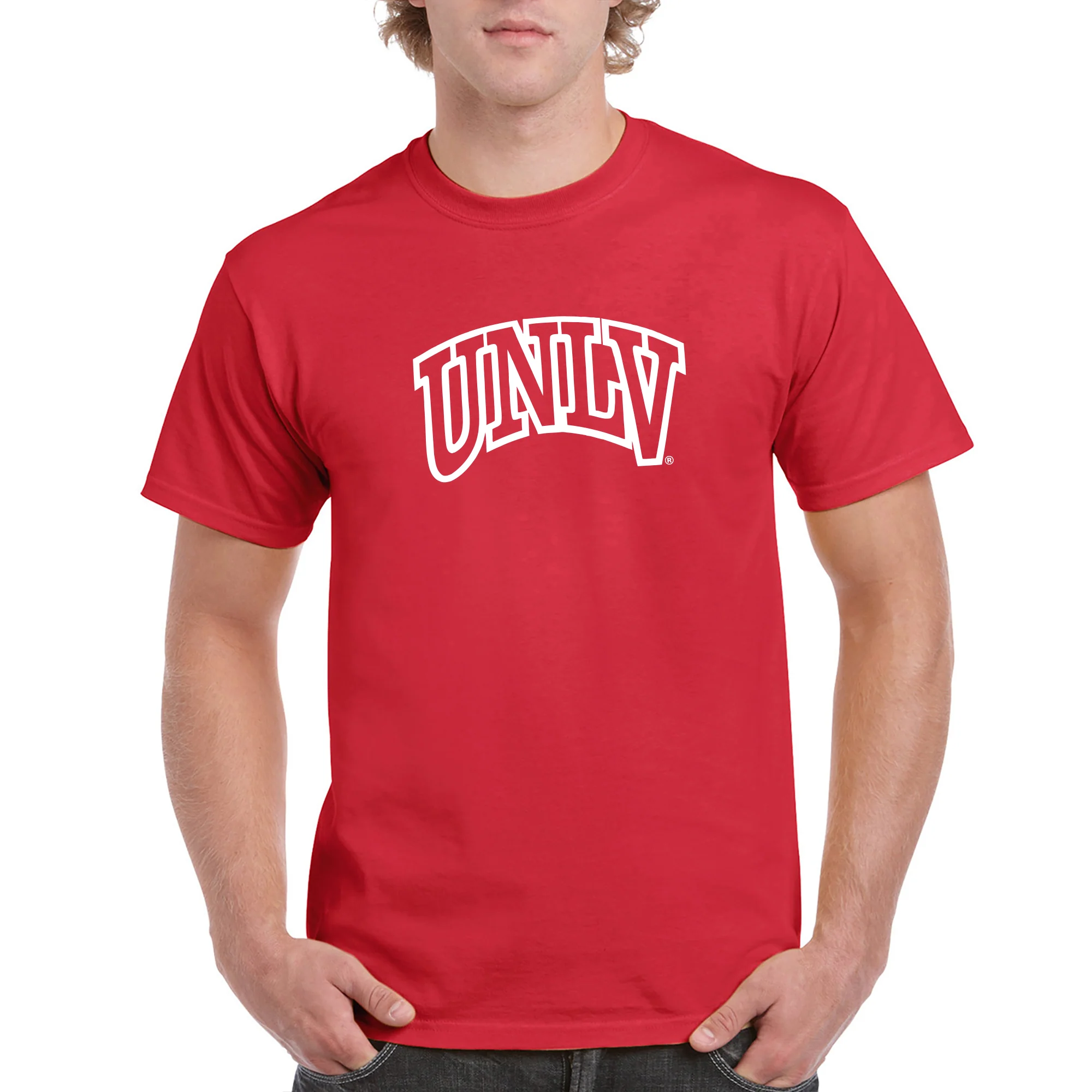 University of Nevada Las Vegas Rebels Arch Logo Short Sleeve T Shirt - Red - Image 3