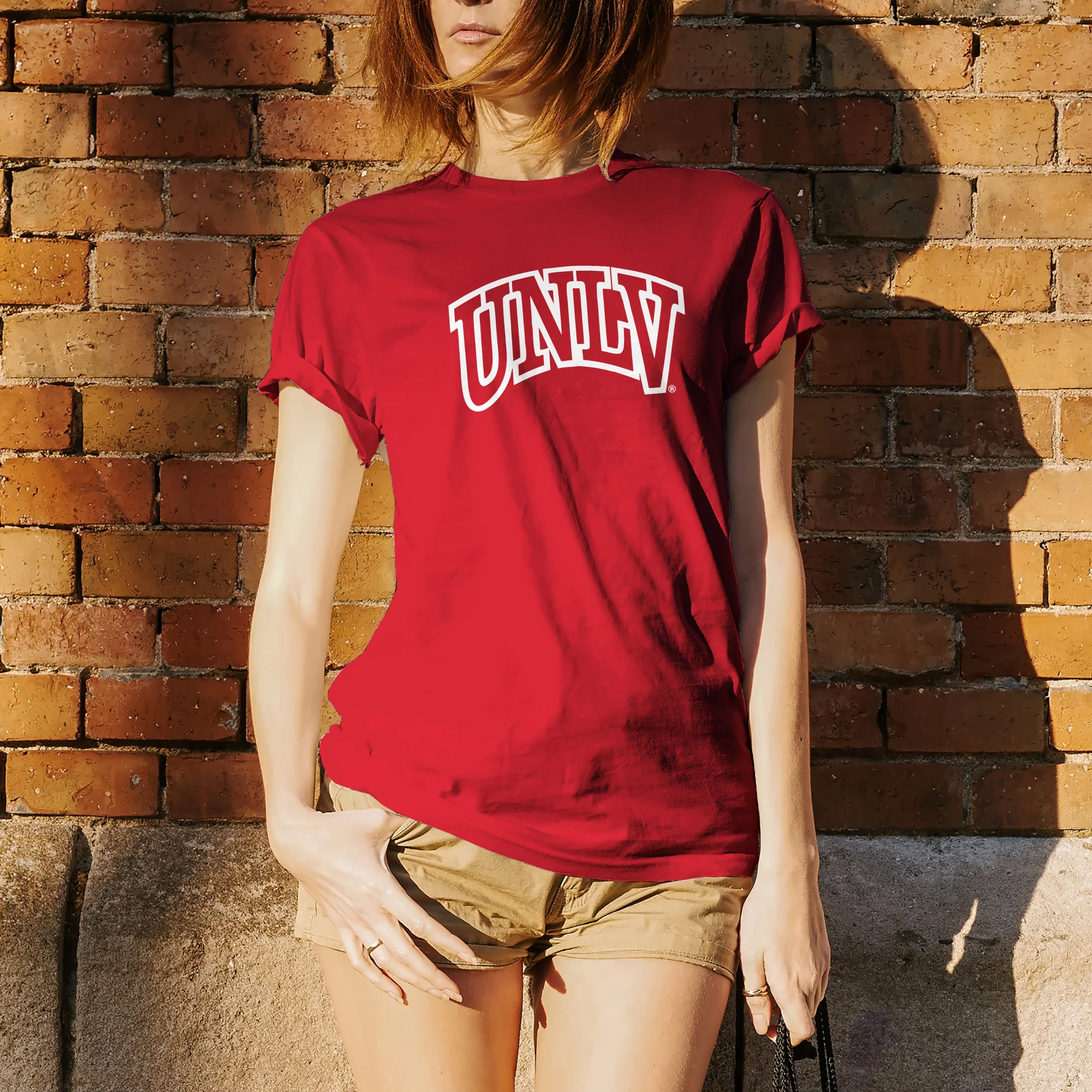 University of Nevada Las Vegas Rebels Arch Logo Short Sleeve T Shirt - Red - Image 4