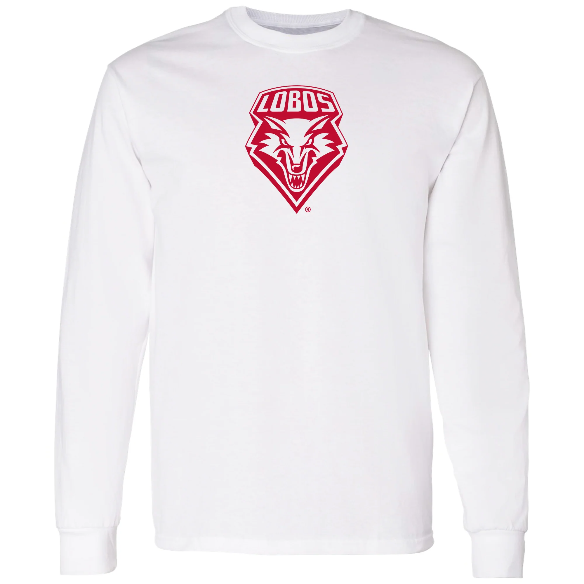 University of New Mexico Lobos Primary Logo Cotton Long Sleeve T-Shirt - White