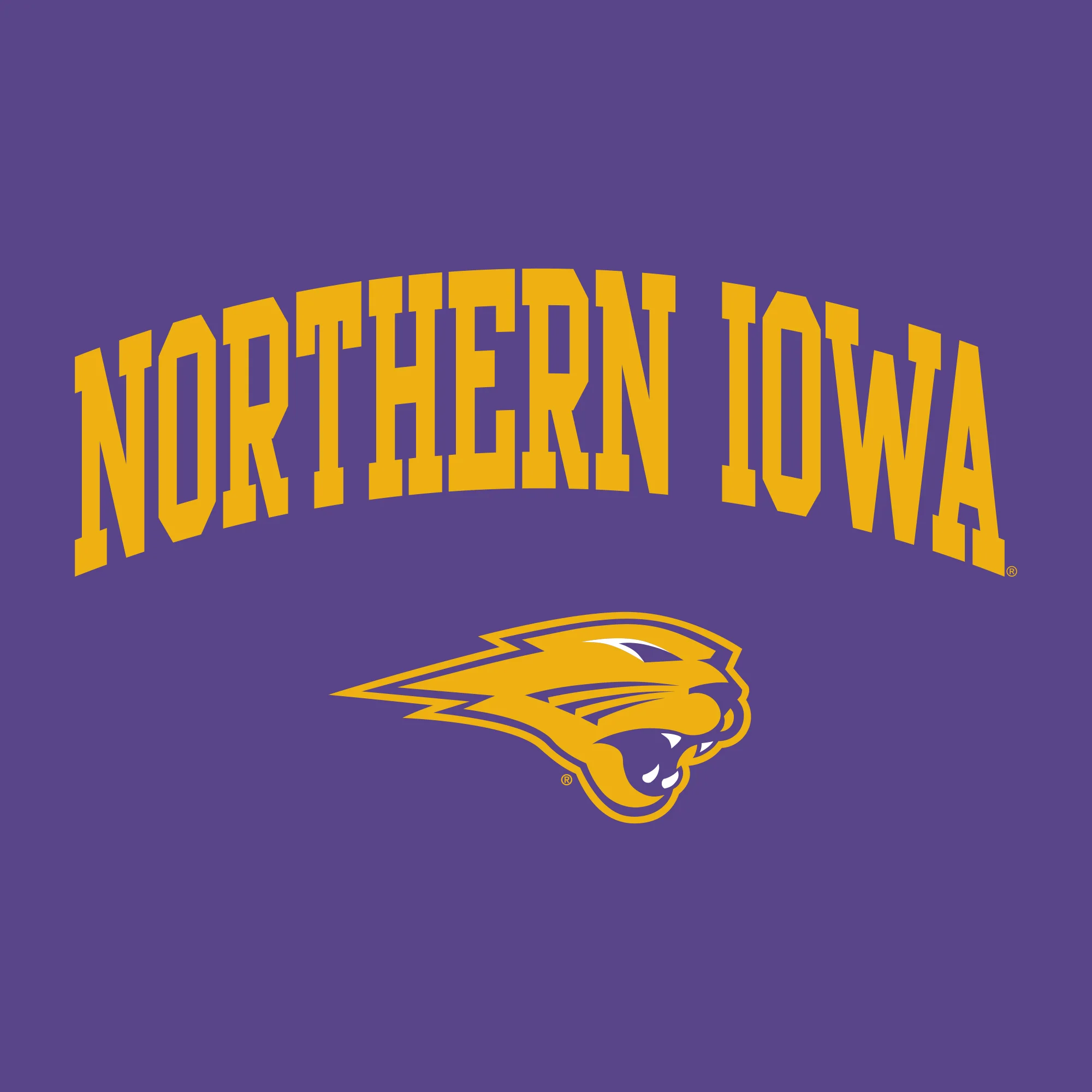 University of Northern Iowa Panthers Arch Logo Long Sleeve T Shirt - Purple - Image 2