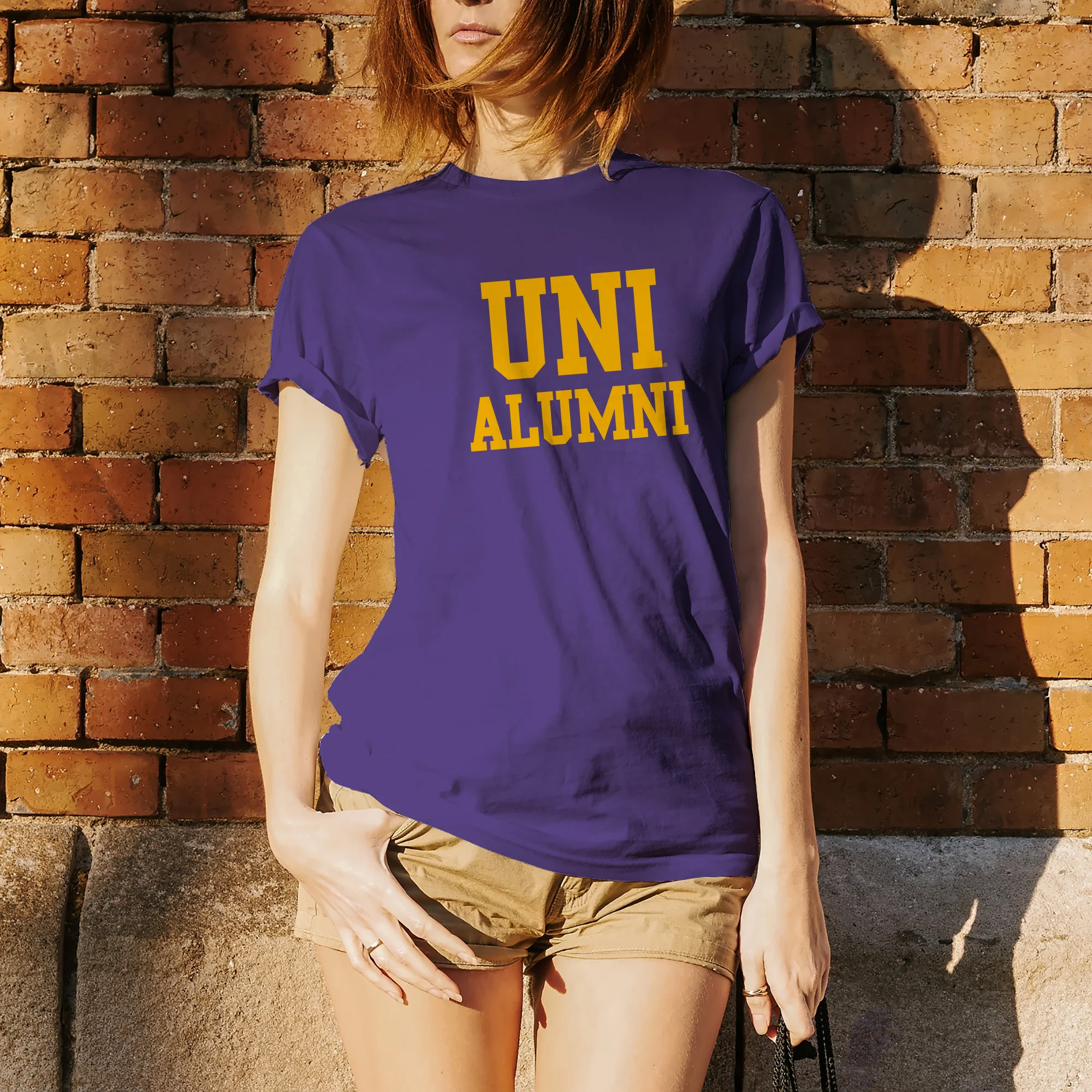 University of Northern Iowa Panthers Basic Block Alumni Short Sleeve T Shirt - Purple - Image 4