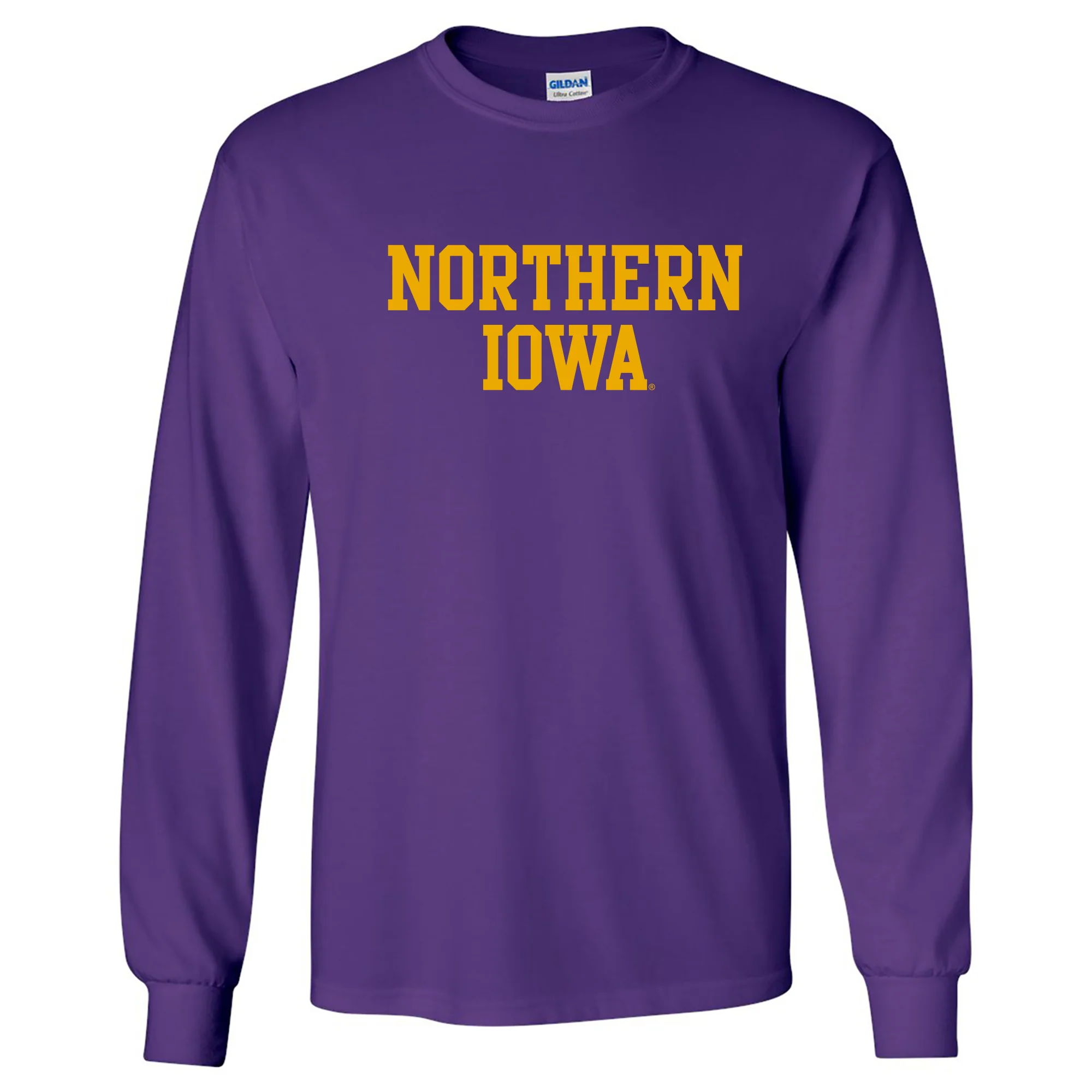 University of Northern Iowa Panthers Basic Block Long Sleeve T Shirt - Purple